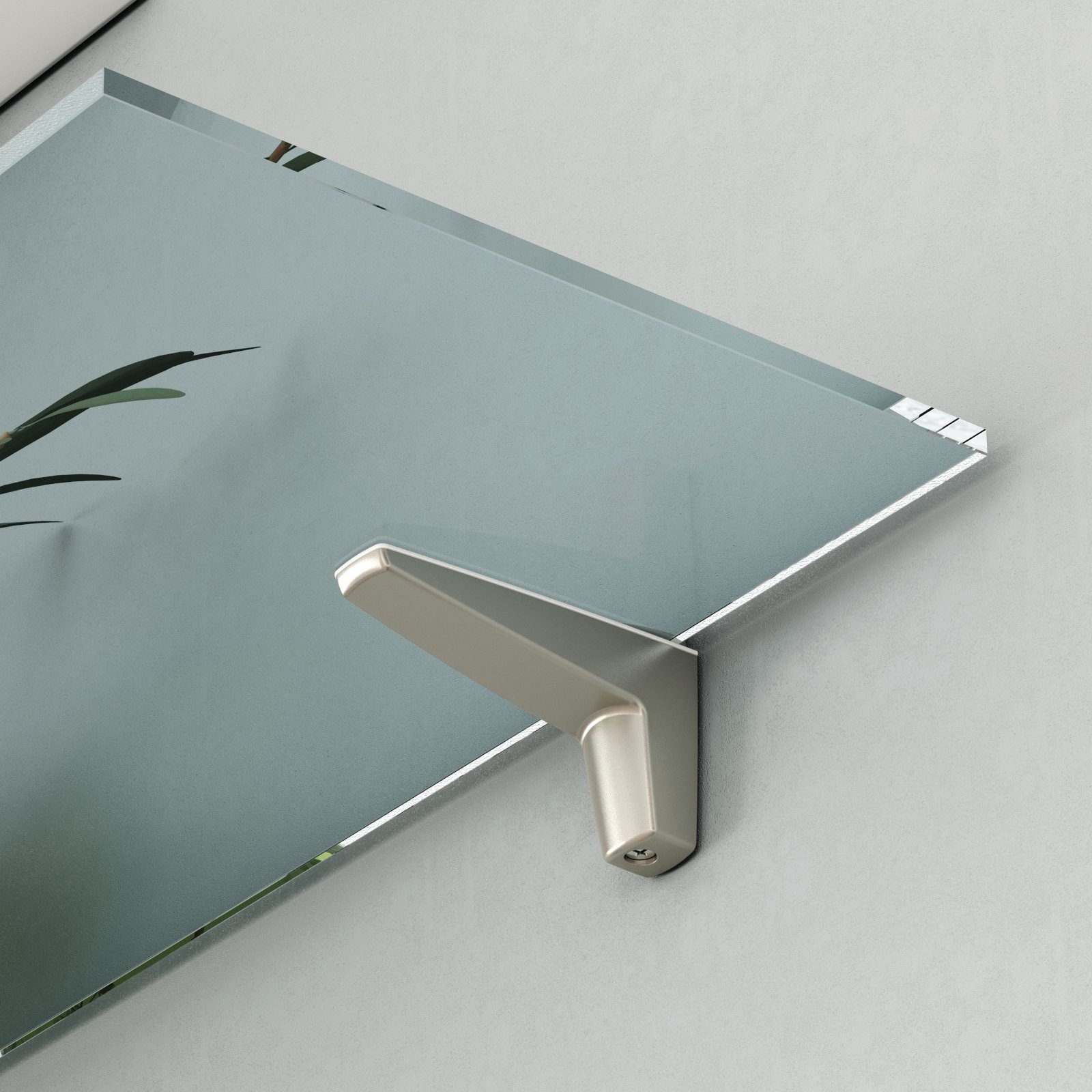 Edelstahloptik, Paar Glasbodenträger Regalbodenträger 1 S, SO-TECH® MOON Möbelbeschlag