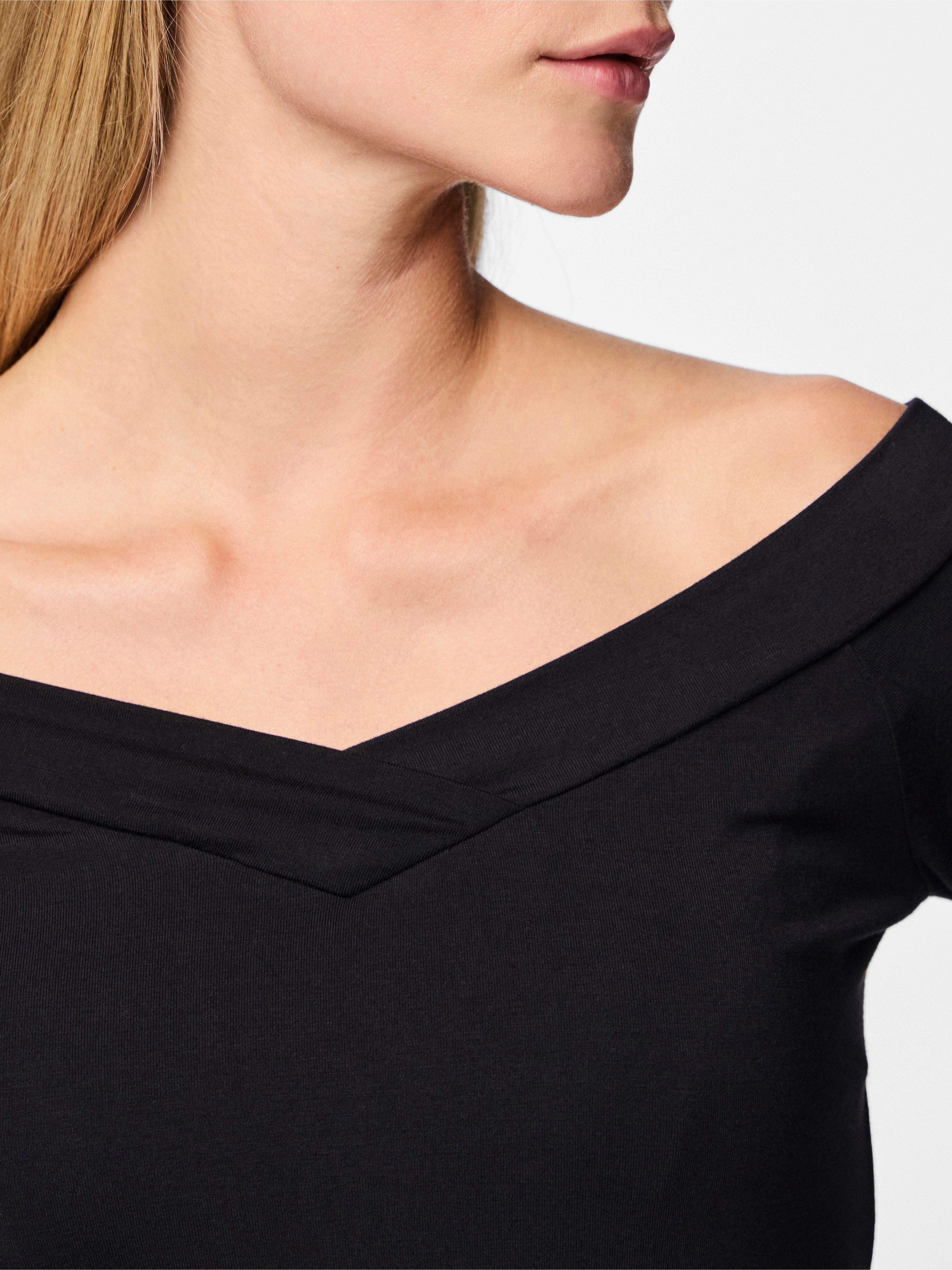 pieces Langarmshirt PCMALIVA LS OFF SHOULDER V-NECK TOP NOOS