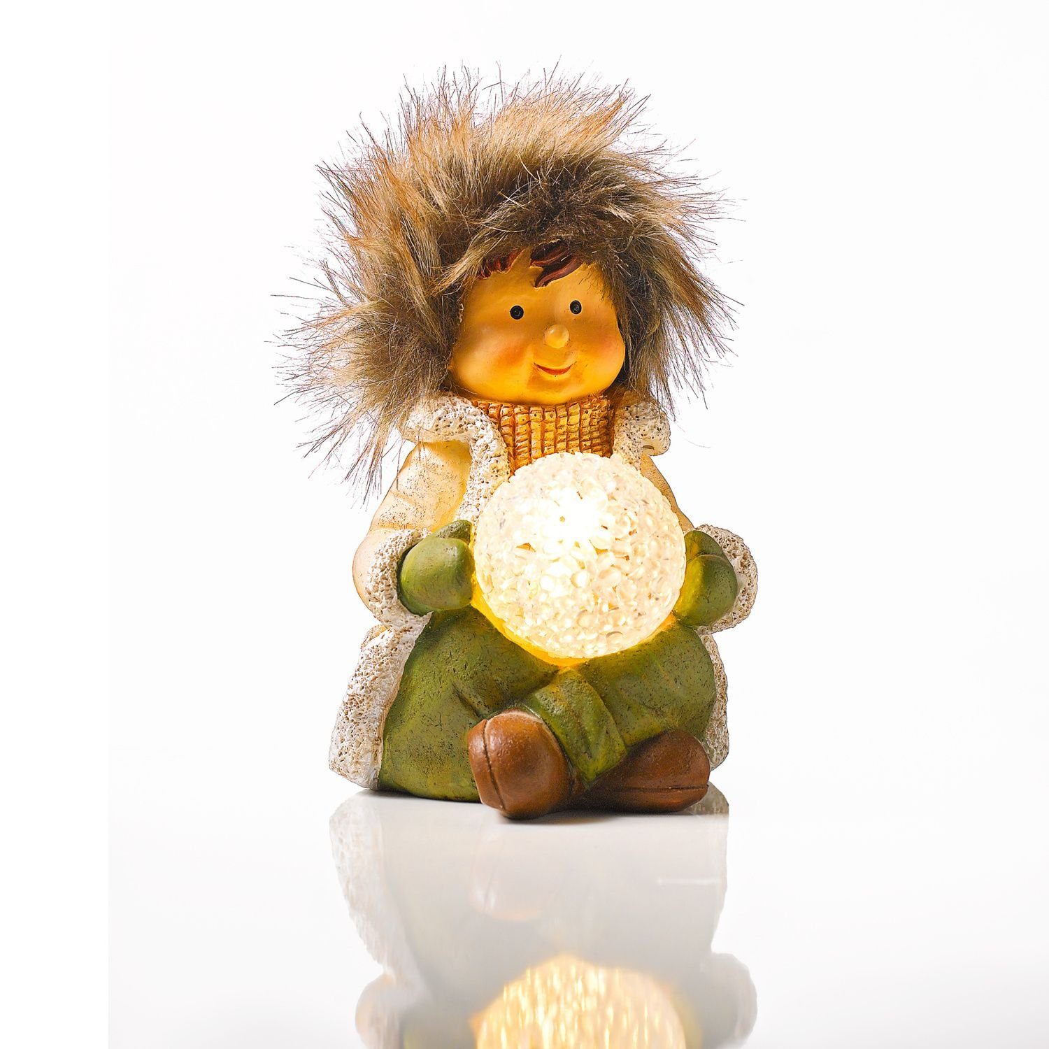 3PAGEN LED Dekoobjekt LED-Winterjunge sitzend mit Schneeball leuchtend Deko günstig online kaufen