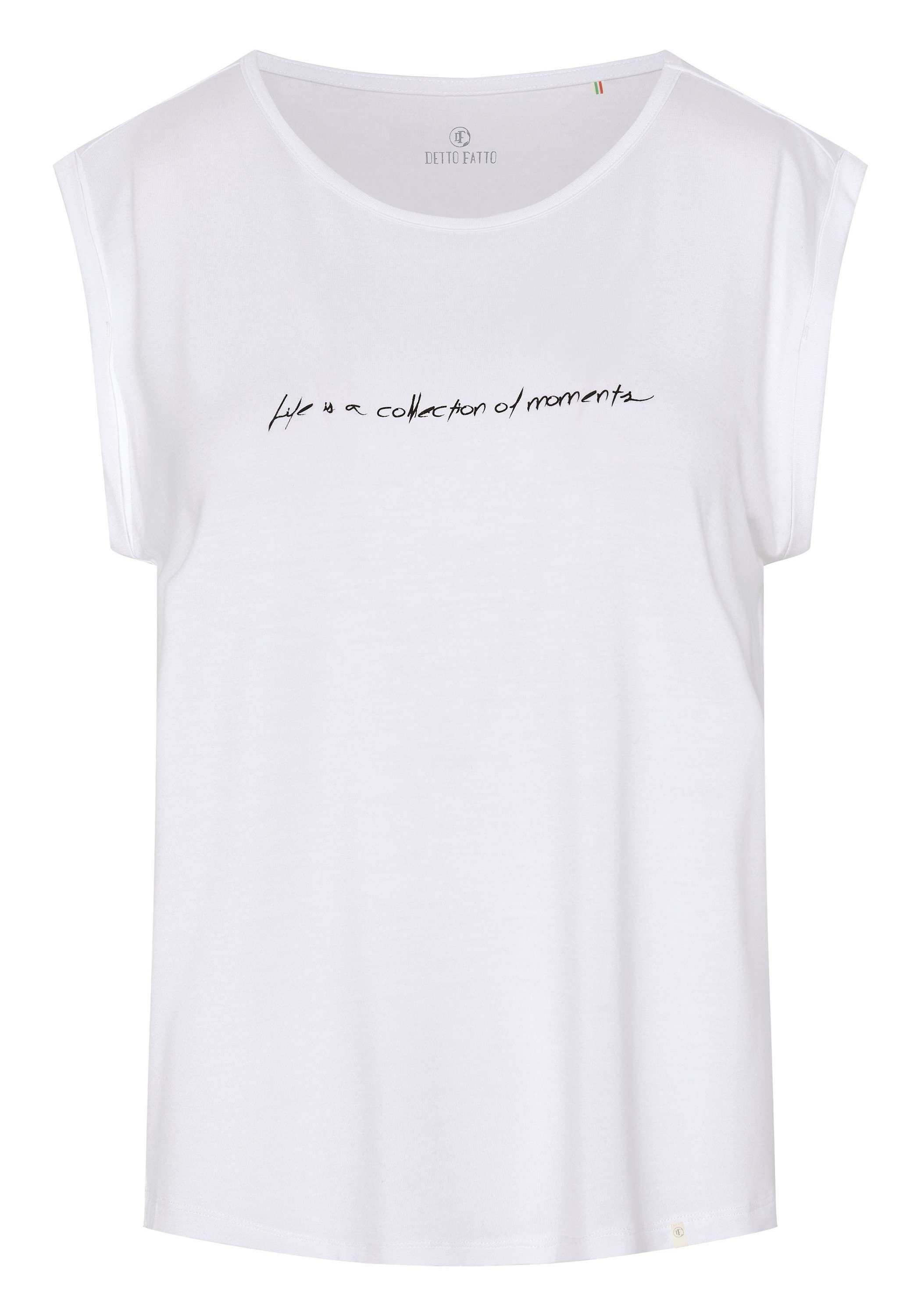Detto Fatto Print-Shirt mit zartem Schriftzug 10 White