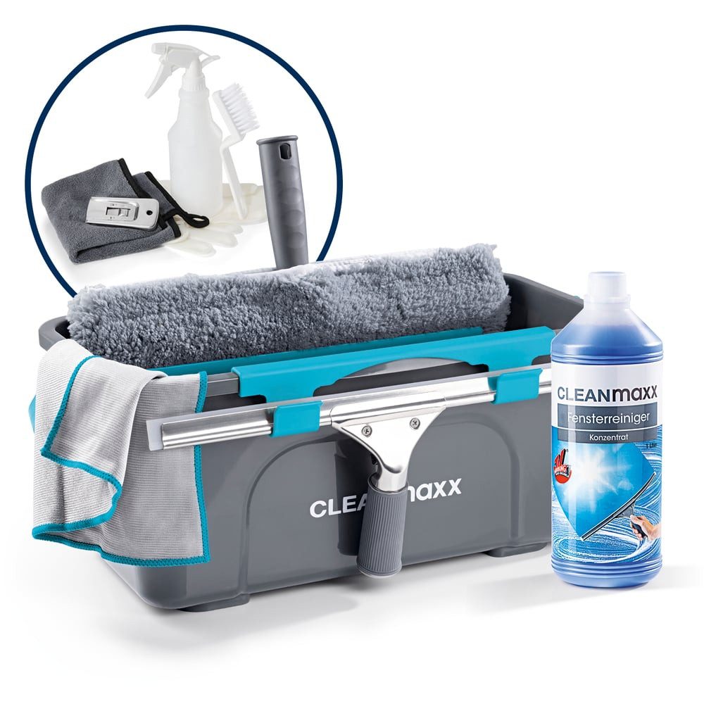 CLEANmaxx Sprühwischer CLEANmaxx Fensterreiniger-Set Professional Fensterputzer Set mit Abzieher & Fensterwischer - für saubere Fenster