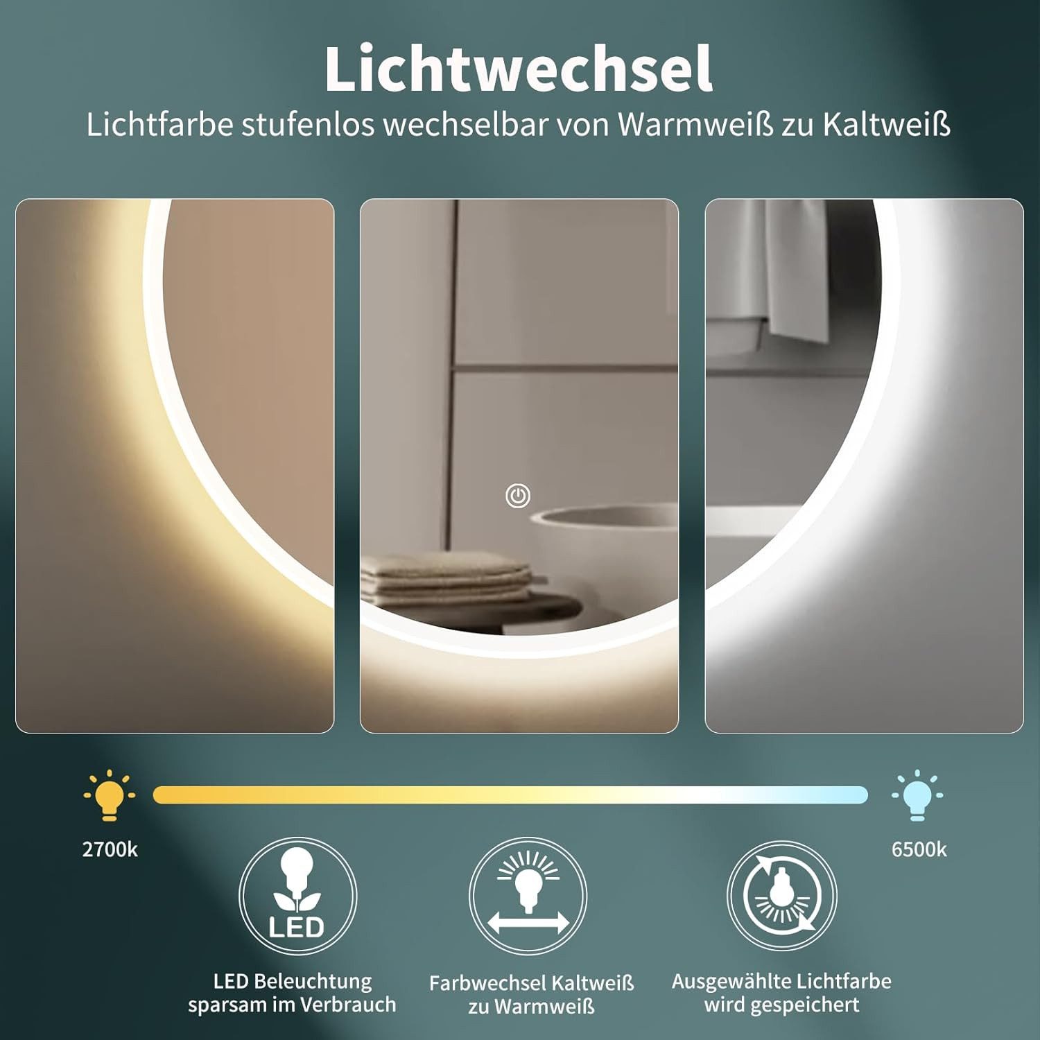 HOKO Badspiegel Schwarz mit beleuchtung, led günstig online kaufen