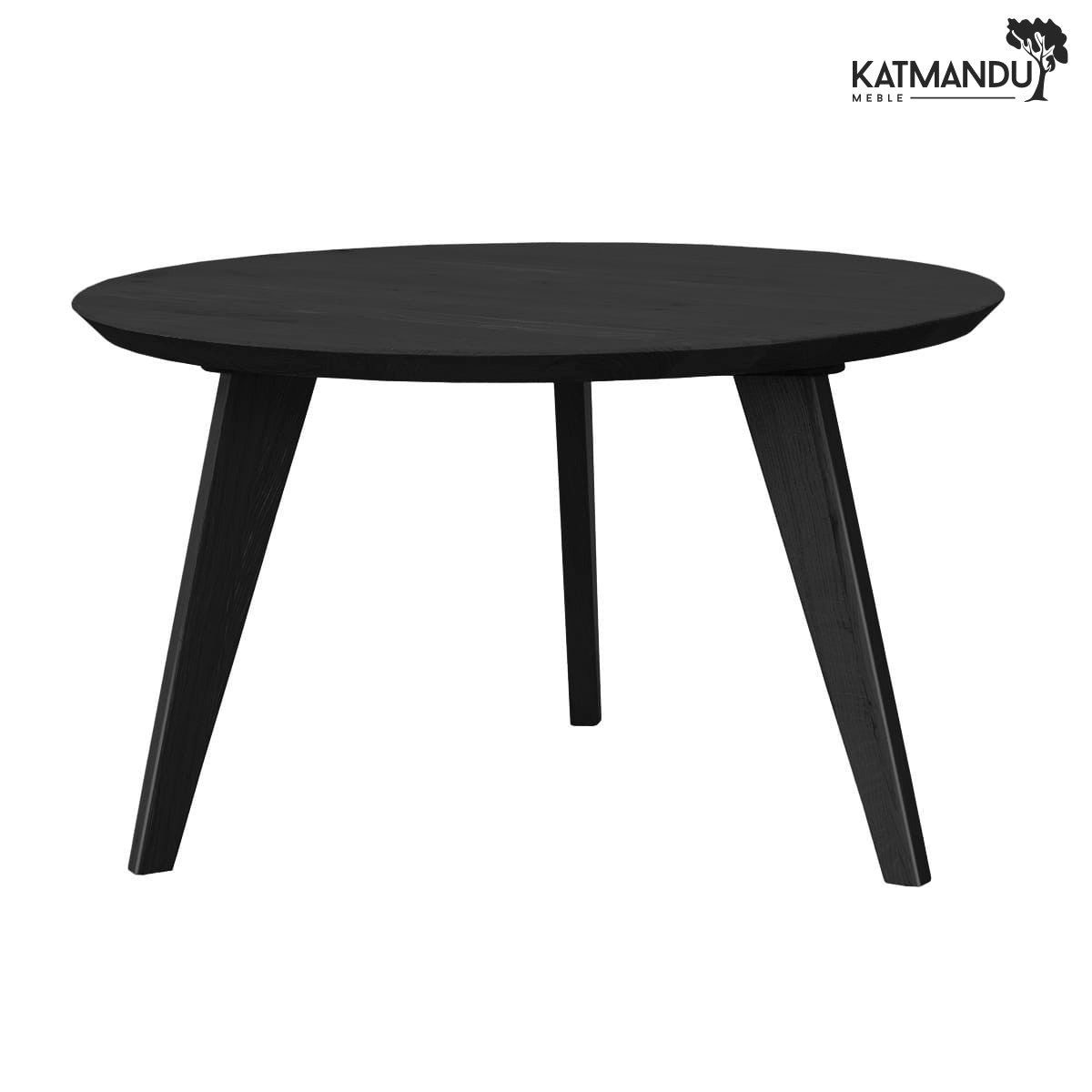 Katmandu Couchtisch Orbetello Ø70 cm – Runder Holztisch aus Eiche, schwarz lackiert (1-St), Massivholz hochwertig verarbeitet