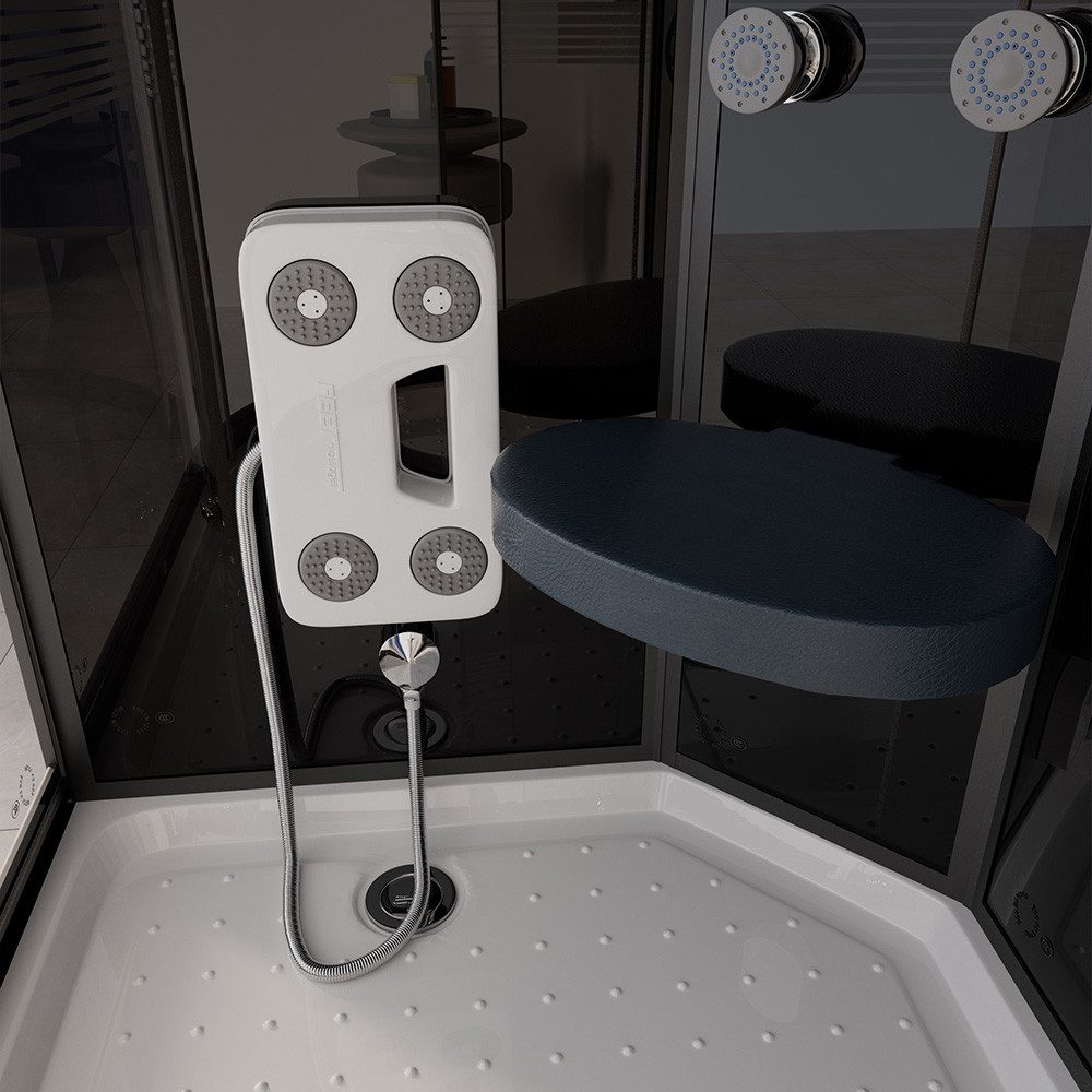 HOME DELUXE Corner Shower Enclosure BLACK PEARL - 120 x 80 cm Right-Handed, WxD: 120x80 cm, ESG Safety Glass, Right-Handed Version, Prefabricated Shower, Shower, Complete Shower Enclosure