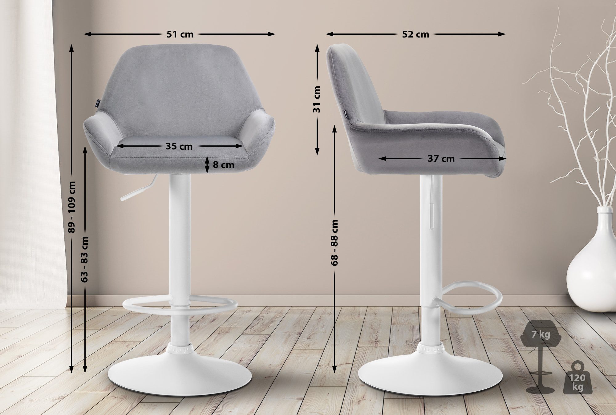 CLP Barhocker Braga Samt (2er Set, günstig online kaufen
