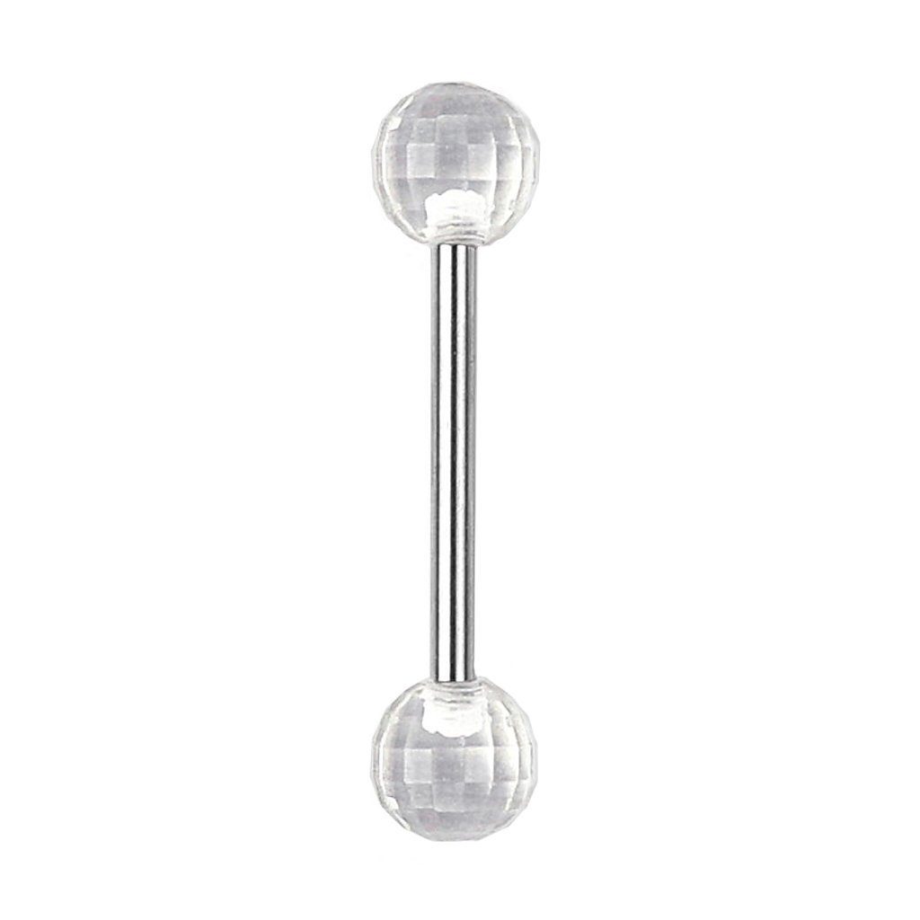 Taffstyle Piercing-Set Zungenpiercing Intim Brust Ohr Kugel 16mm Disco, Piercingfaktor Barbell Hantel Stecker Oral Tragus Helix Ohrpiercing Clear