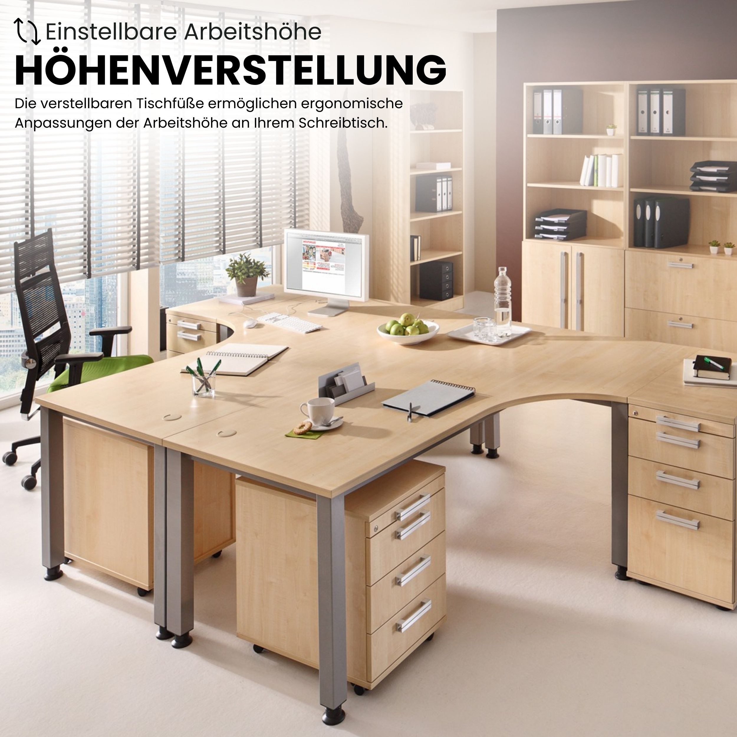 bümö Schreibtisch Q-Serie, Gestell: graphit, Rechteck: 160 x 80 cm - Dekor: Nussbaum