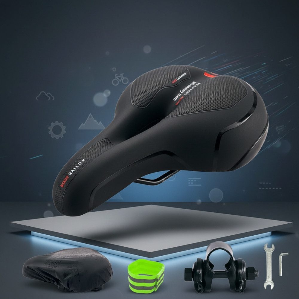 Melko Fahrradsattel Ergonomischer Fahrradsattel Stahl mit Gel Memory-Schaum Mountainbike (Stück), Atmungsaktiv