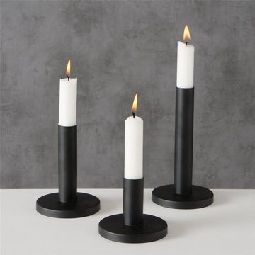 BOLTZE Kerzenständer Malko 3er Set, Schwarz, aus Metall, Kerzenhalter, für Stabkerzen