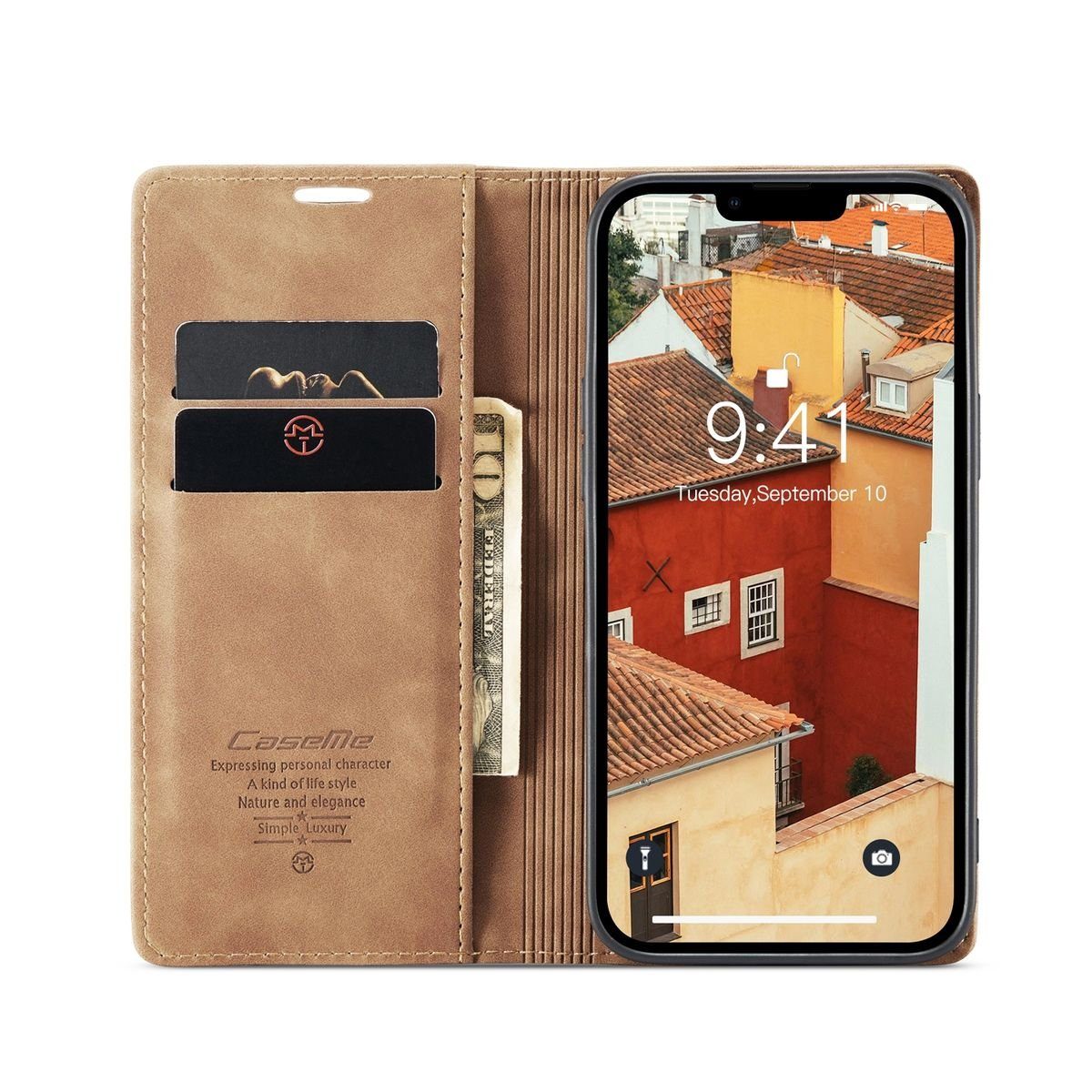 König Design Handyhülle Apple iPhone 15, Schutzhülle Schutztasche Case Cover Etuis Wallet Klapptasche Bookstyle