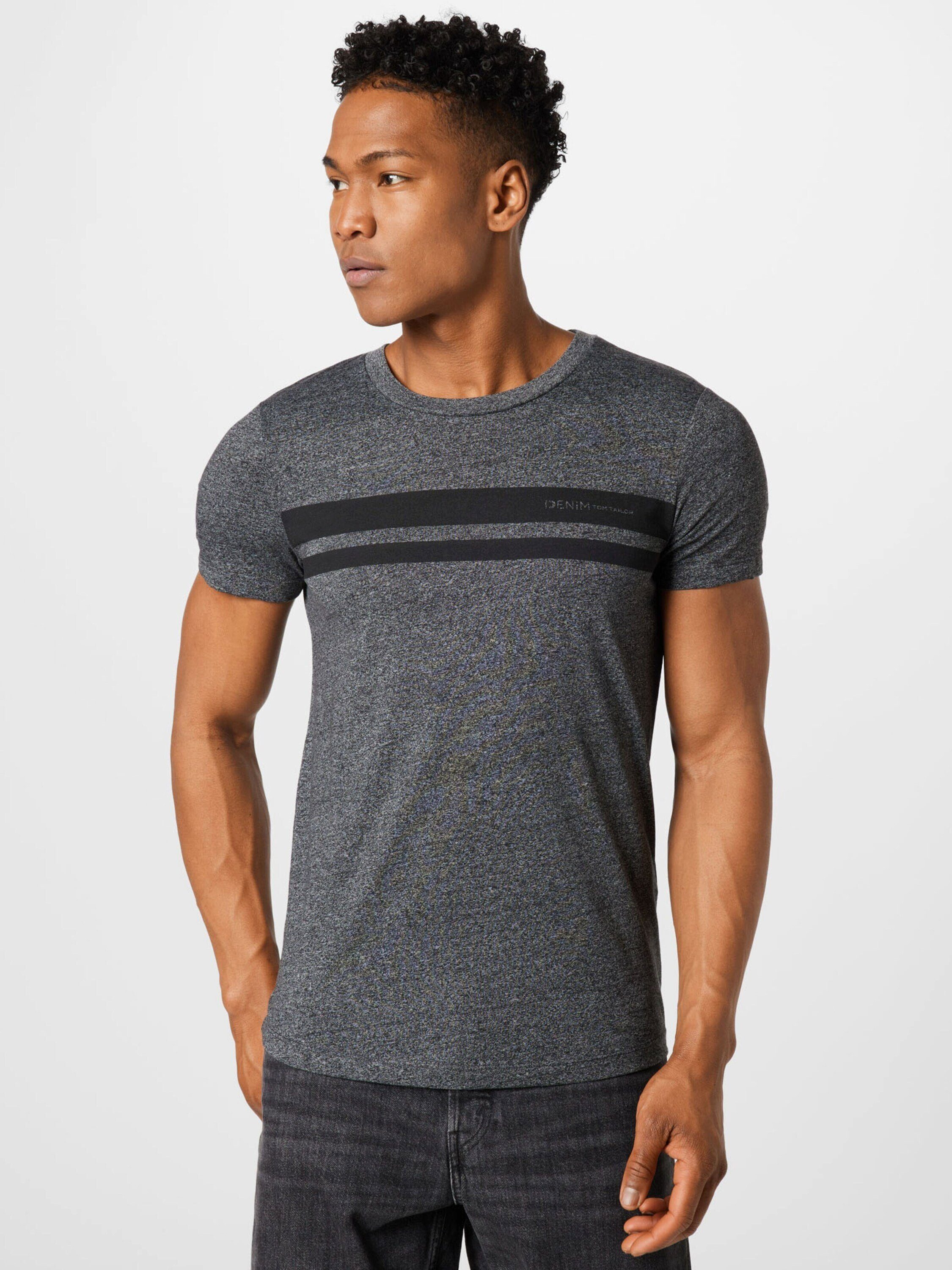 Denim T-Shirt TOM Black (1-tlg) TAILOR Non-Solid