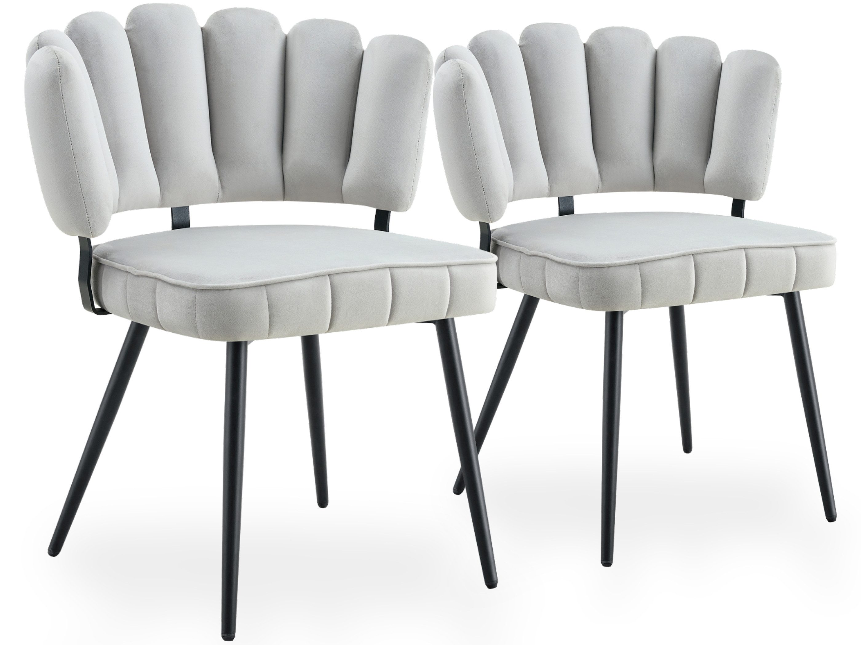 SeedWave Esszimmerstuhl 2er-Set Polsterstühle mit blütenförmiger Rückenlehne (2er Set), Küchenstühle mit Metallbeinen und Bodenschonern