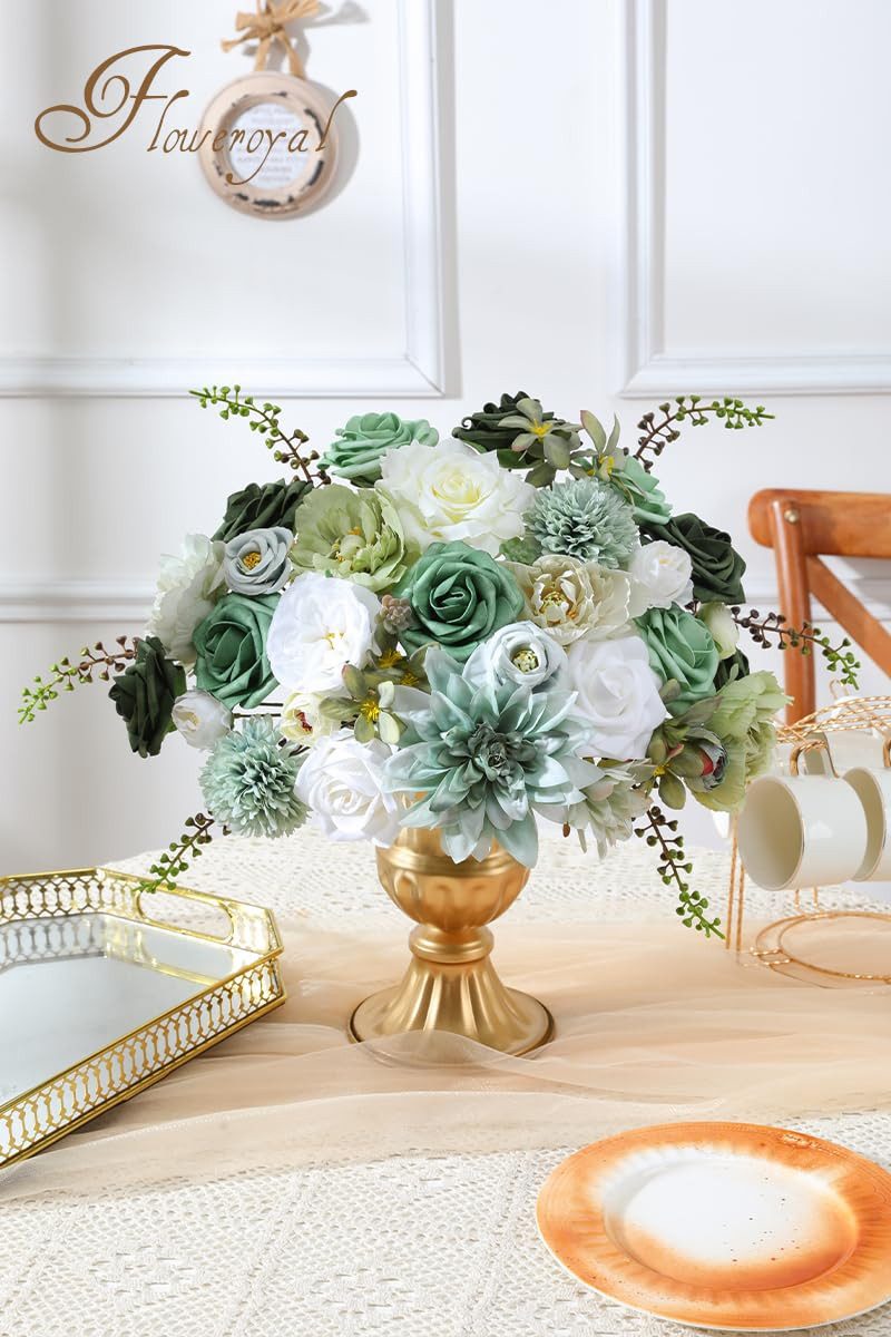 Kunstblume Künstliche Blumen Set, Seidenblumen Mix mit Dahlien & Rosen, Diwzbyn, Blumenstiele für DIY, Hochzeiten, Tischdeko & Wohndeko – Bild 4 von 5