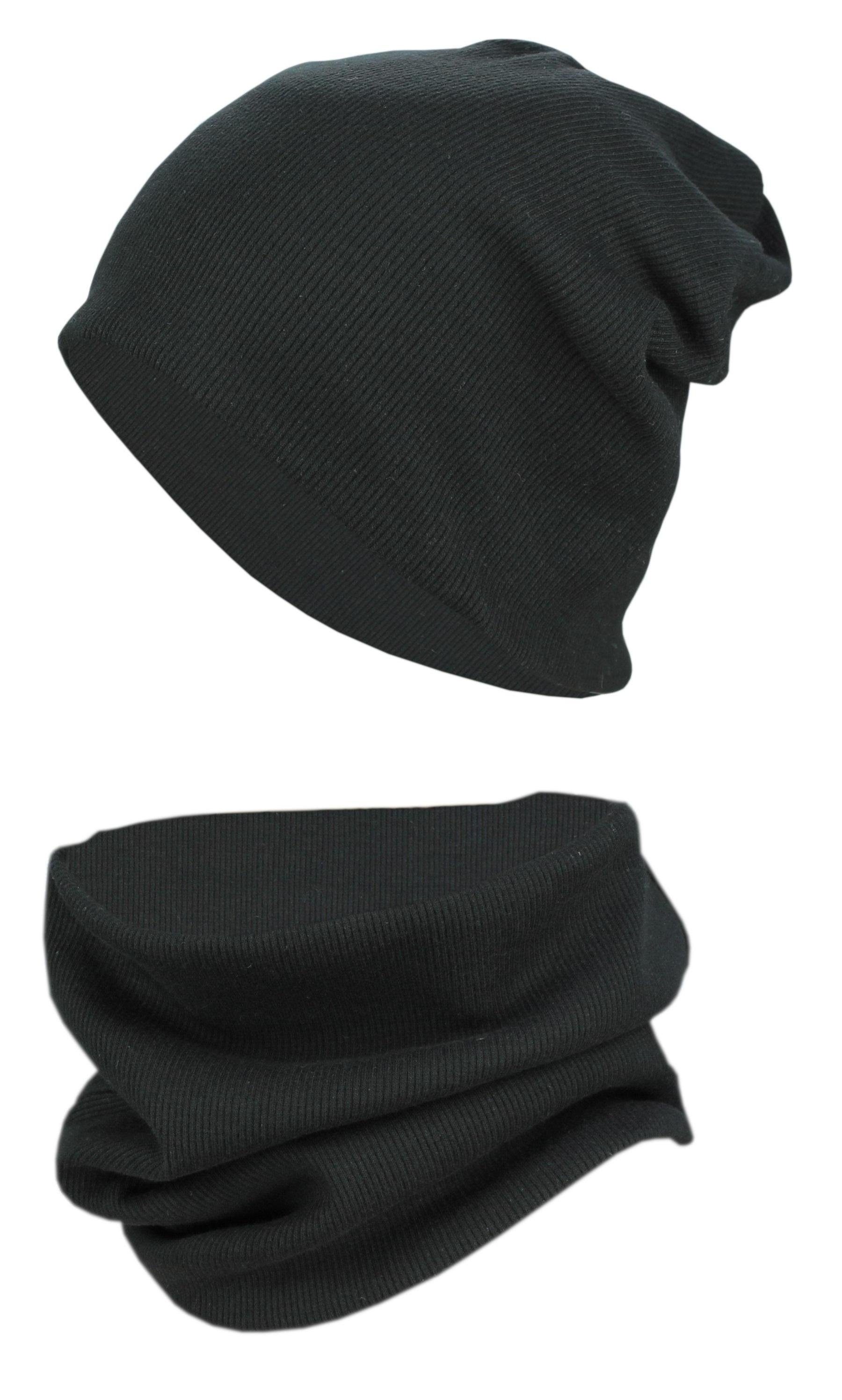 TupTam Beanie Kinder Beanie Mütze Schlauchschal Set aus Jersey und Rippstoff