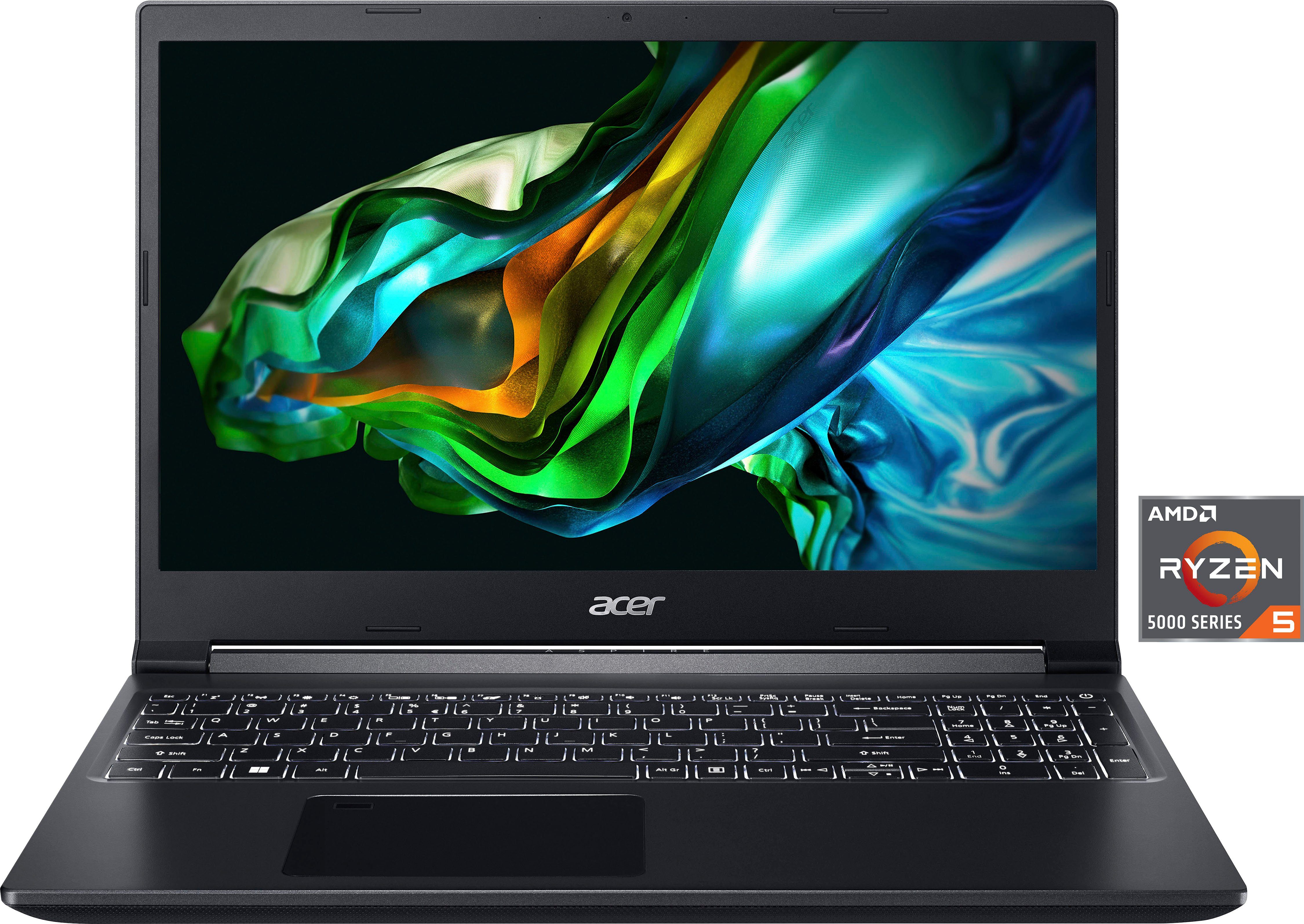 Acer Aspire 7 A715-43G-R0BR Gaming-Notebook (39,62 cm/15,6 Zoll, AMD Ryzen 5  5625U, GeForce RTX 3050, 512 GB SSD), 15,6 Zoll / 39,6 cm FHD Display