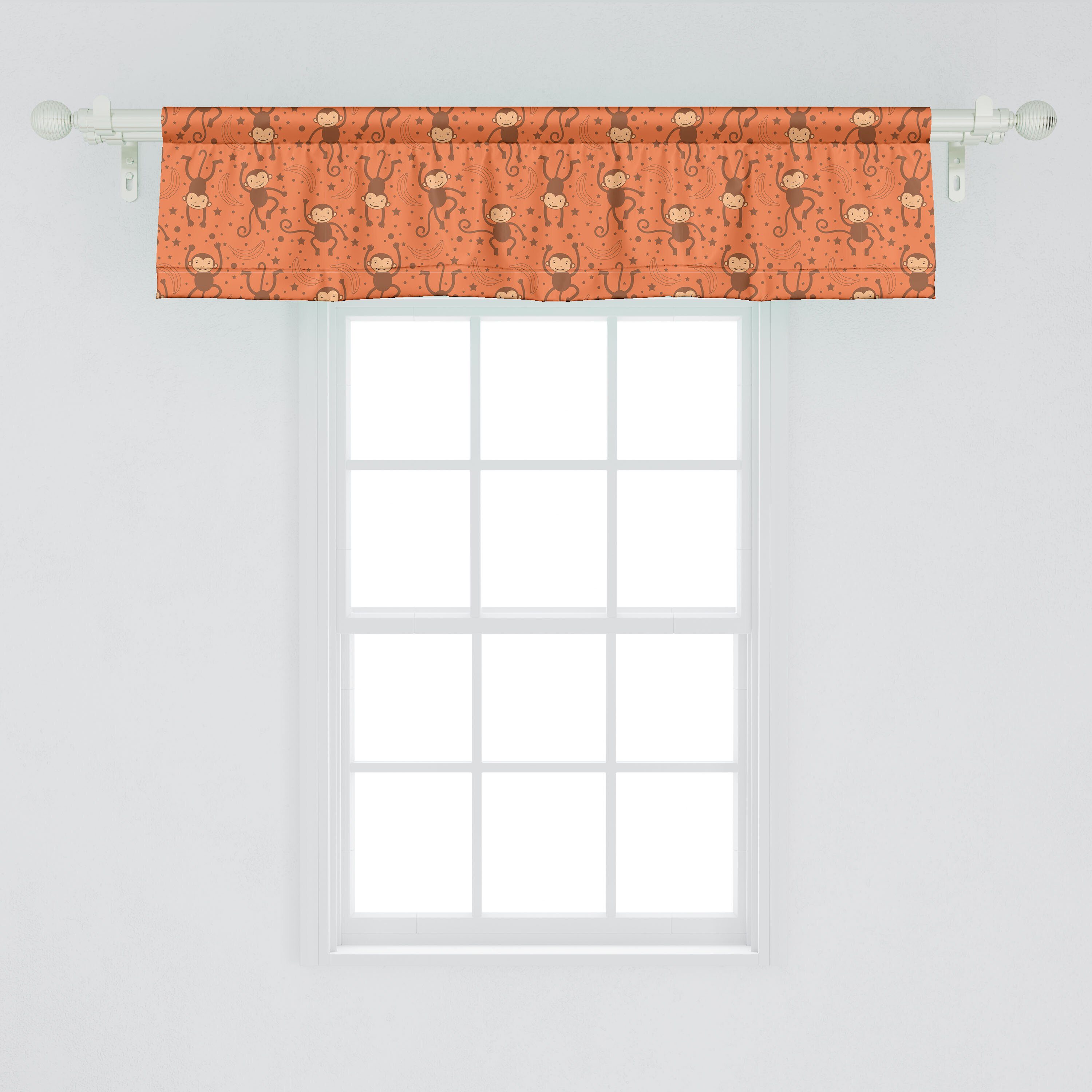 Scheibengardine Vorhang Abakuhaus, für Dekor Stangentasche, Küche Nursery Schlafzimmer Tanzen Monkeys Volant Fun Microfaser, mit Karikatur