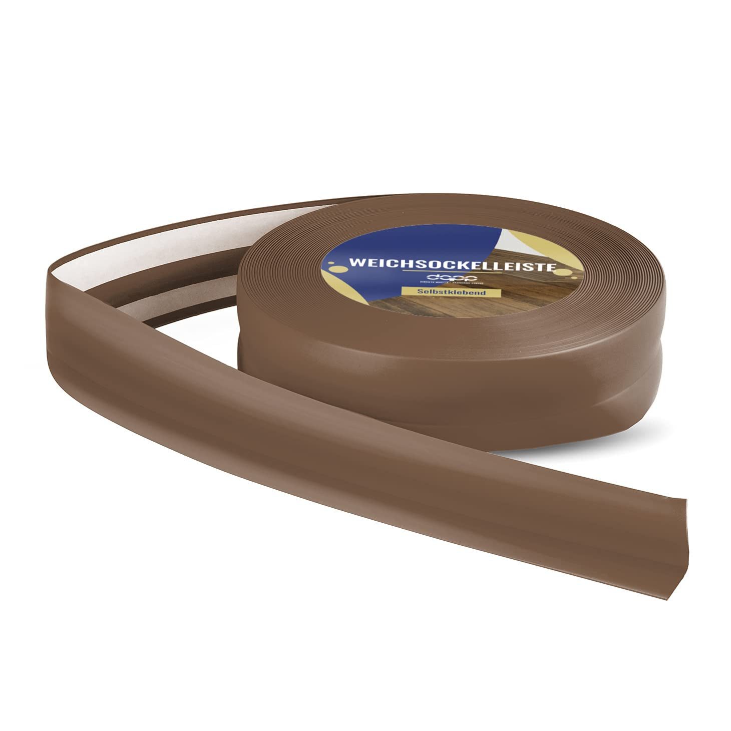 DQ-PP Sockelleiste DQ-PP WEICHSOCKELLEISTE 5m, 32x23mm, selbstklebend, Gummileiste, PVC, Sockelleiste, Abschlussleiste, Bodenleiste, Winkelprofil