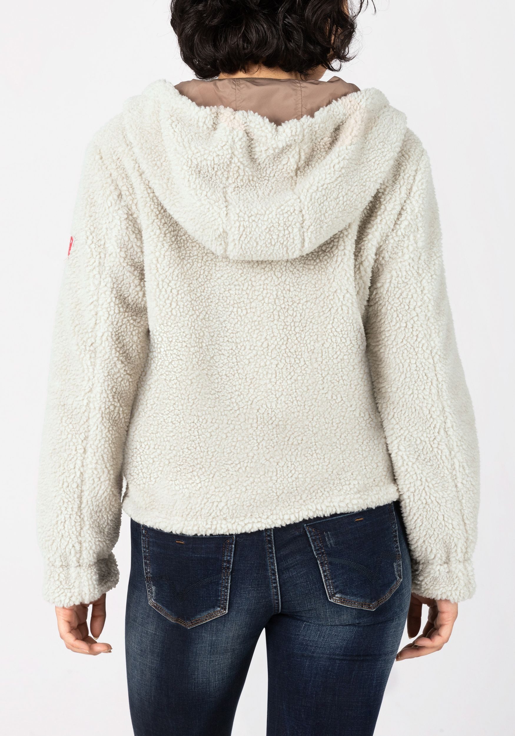 TIMEZONE Winterjacke Teddyfell Kapuze Wendbar Retro-Look Cozy Little Jacket