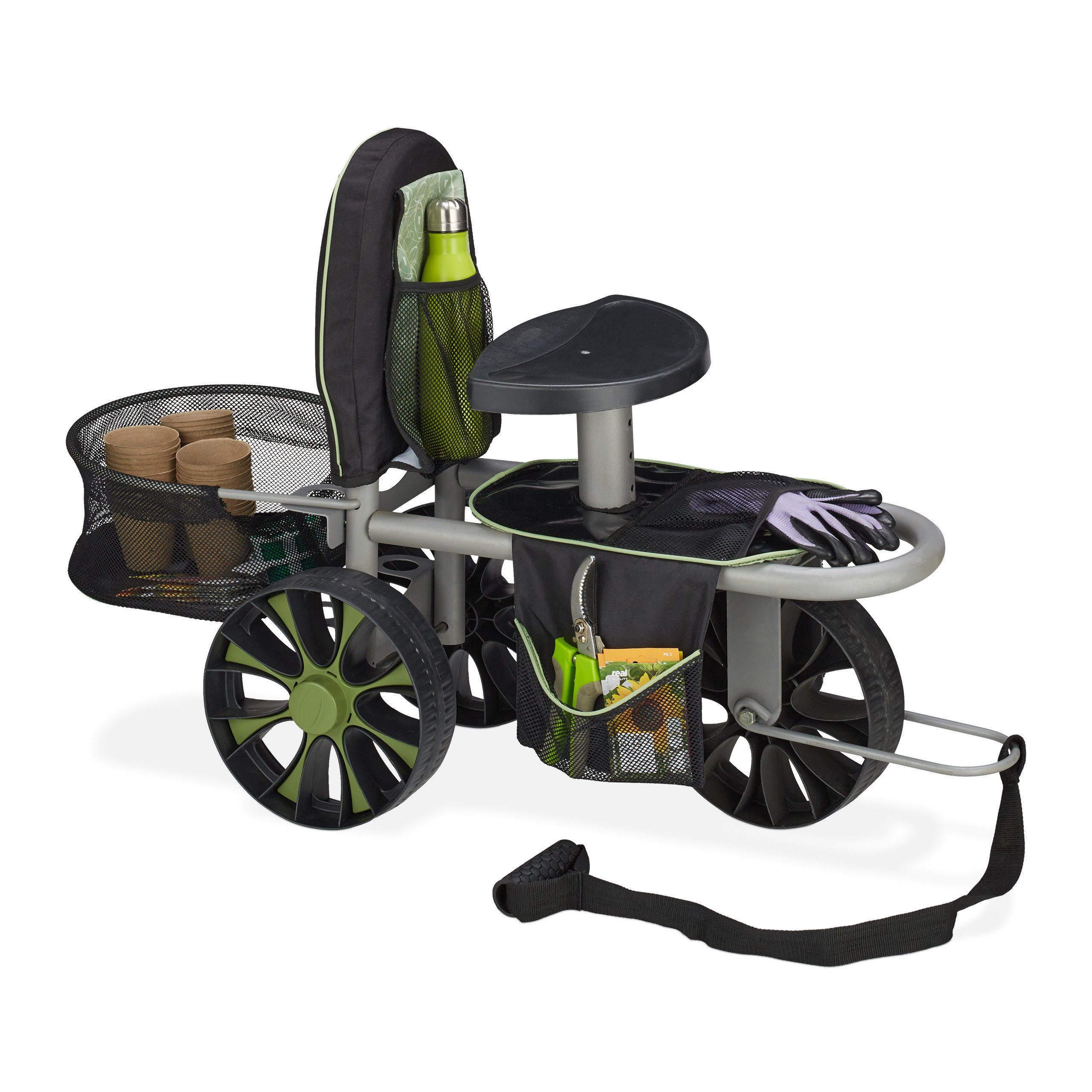 relaxdays Rollsitz Gartensitz mit Stauraum