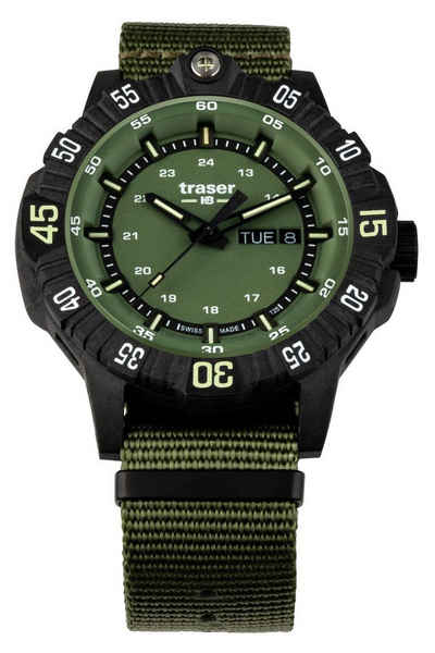 Traser Quarzuhr P99 Q Tactical Einsatzuhr Grün mit Textilband