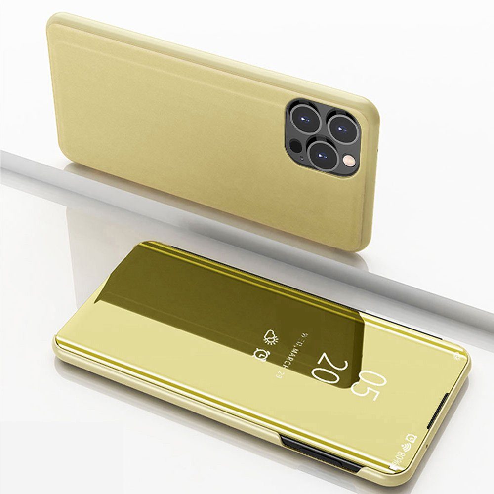 FITSU Handyhülle Spiegel Hülle für iPhone 13 Pro Handytasche, Schlanke Klapphülle, elegantes Flipcase, Handyhülle mit Standfunktion
