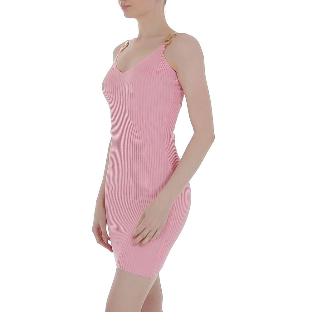 Ital-Design Strickkleid Damen Party & Clubwear Kette Stretch Strickoptik Minikleid in Rosa