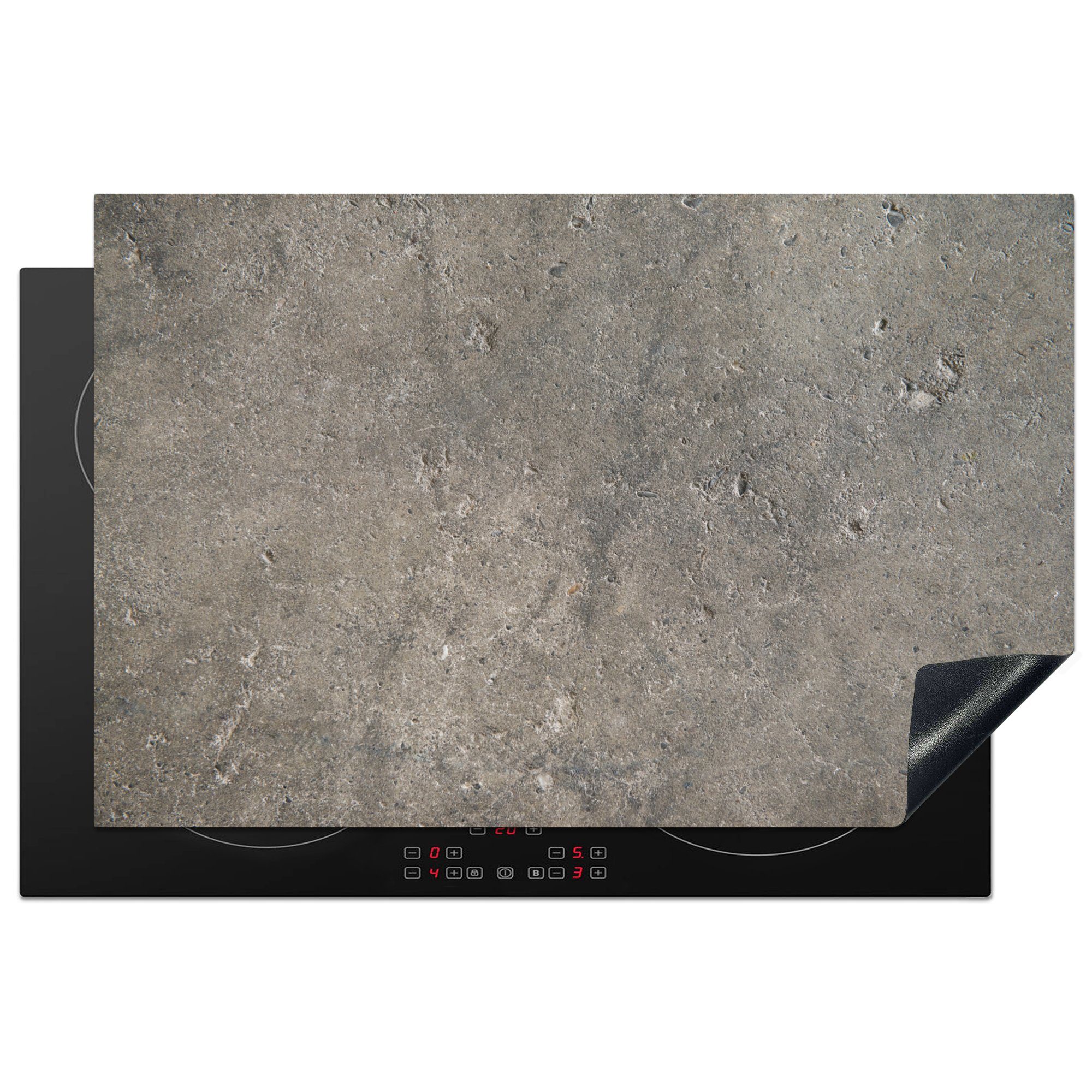 MuchoWow Herdblende-/Abdeckplatte Wand - Beton - Grau, Vinyl, (1 tlg), 81x52 cm, Induktionskochfeld Schutz für die küche, Ceranfeldabdeckung