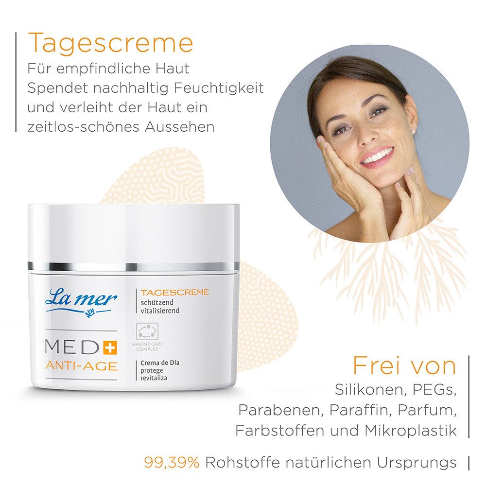La mer Gesichtspflege Med+ Anti-Age Tagescreme – Anti-Aging Pflege für empfindliche Haut, Schützt vor vorzeitiger Hautalterung und gleicht den Teint aus