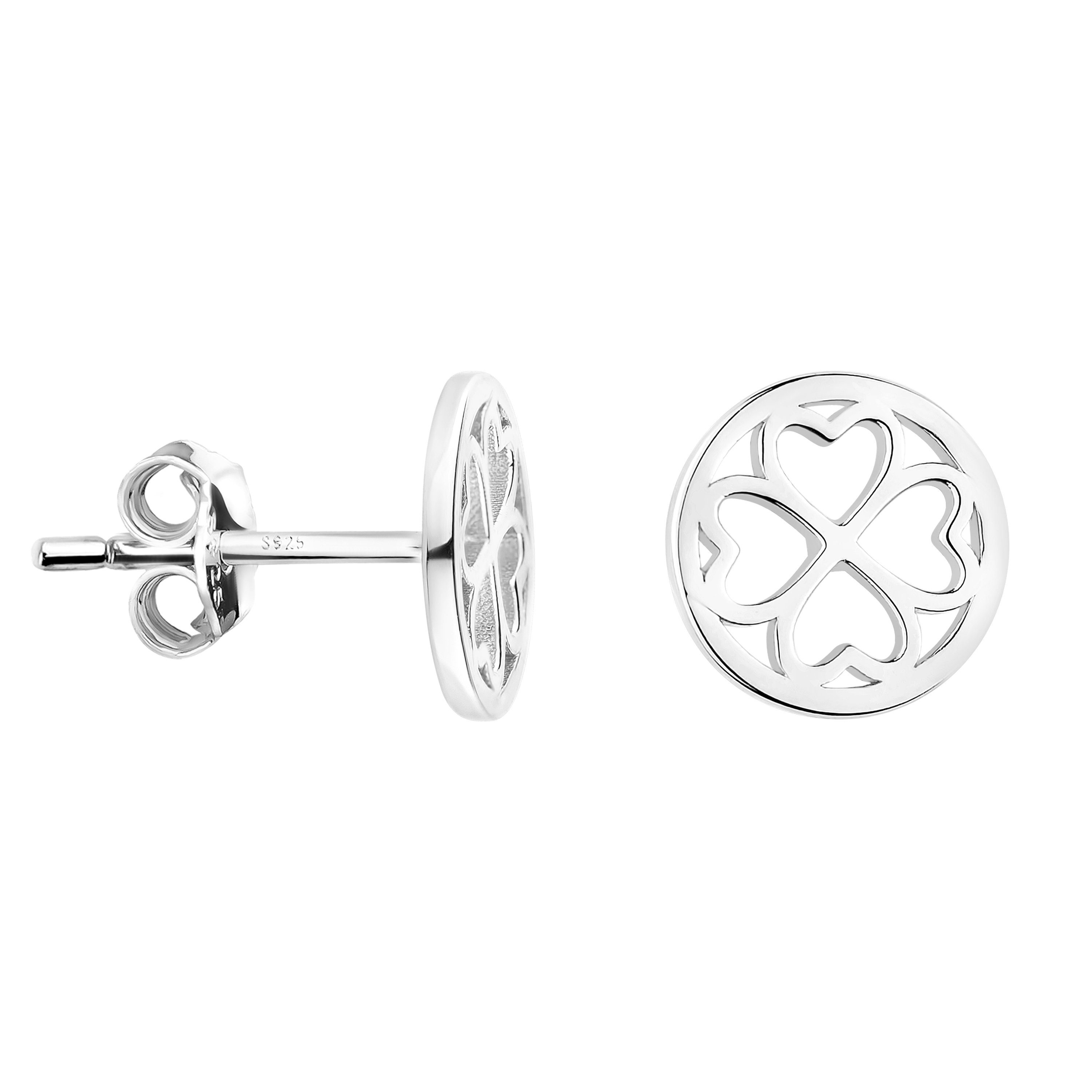 Sofia Milani Paar Ohrstecker Kreis Kleeblatt, 925 Silber Damen Schmuck - E1660