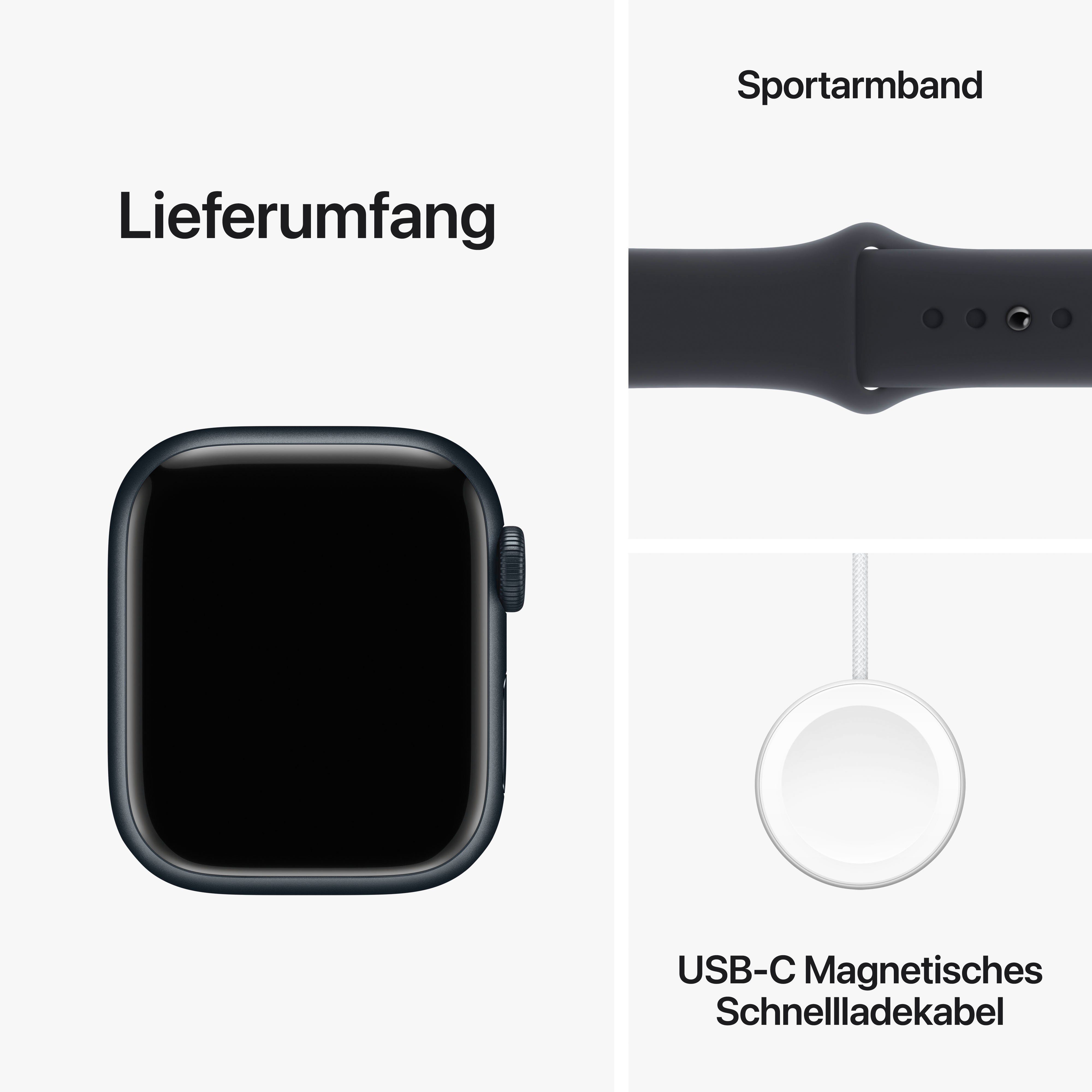 Apple Sport Aluminium Series 9 Mitternacht Band Watch GPS OS Mitternacht 41mm Cellular + Smartwatch 10), (4,1 Zoll, Watch cm/1,61 |