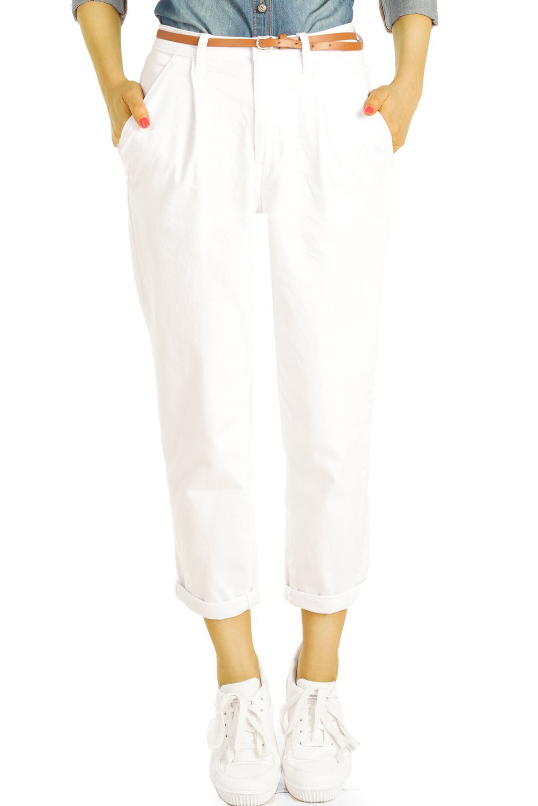 High 5-Pocket-Style, waist j24g-4 Medium Waist weiß styled be - Stretch-Anteil Hose Damen - Jeans mit Mom-Jeans Mom