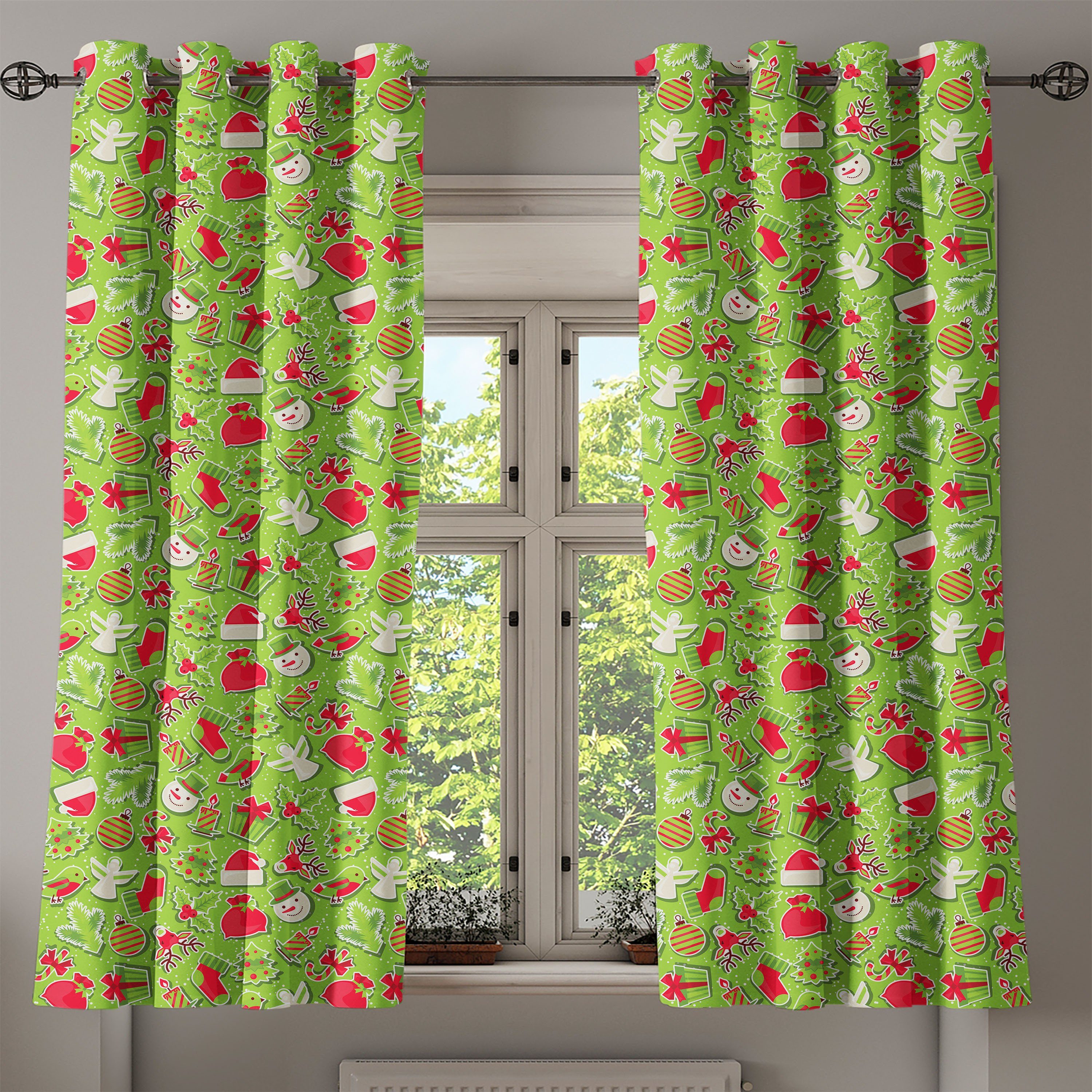 Gardine Dekorative 2-Panel-Fenstervorhänge für Schlafzimmer Weihnachten Wohnzimmer, Weihnachten Abakuhaus