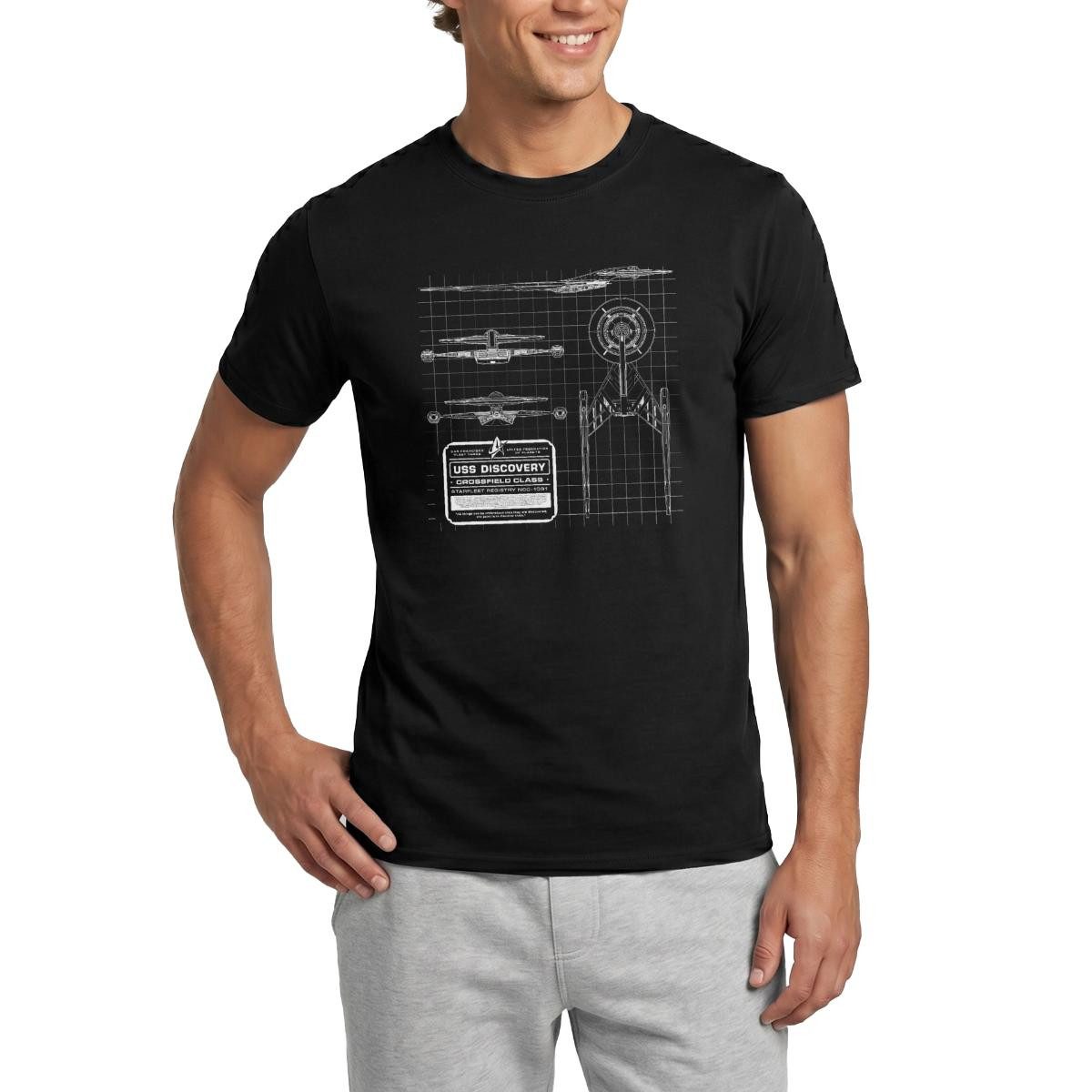 T-Shirt Star Trek Discovery Entwürfe Bauplan Männer T-Shirt