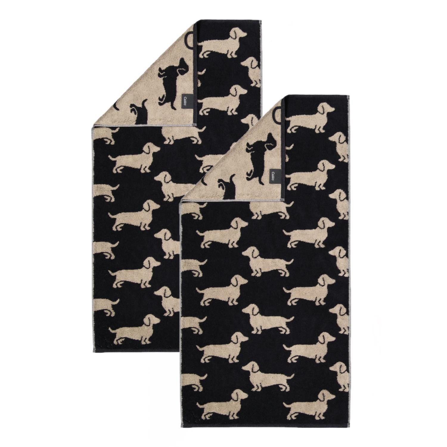 Cawö Handtuch 2 Stück Cawö We love Dogs Handtücher 6246-93 Dackel Schwarz 5 günstig online kaufen