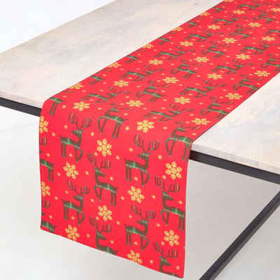 Homescapes Tischläufer Weihnachtstischläufer Rentier, rot, 35 x 250 cm