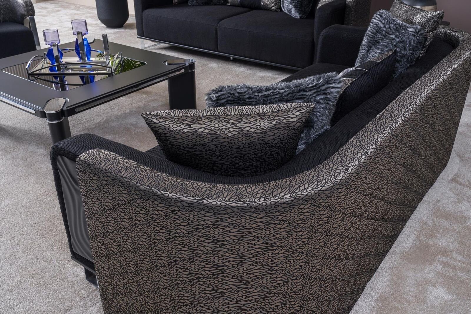 JVmoebel Sofa Made Textil Luxus Sofa Couchen Schwarze Dreisitzer 240cm Europe Couch In Stoff, Möbel