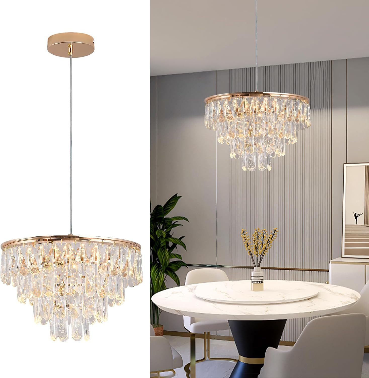 BlingBin Kronleuchter Kristall-Deckenleuchte, Moderne LED Pendelleuchte günstig online kaufen