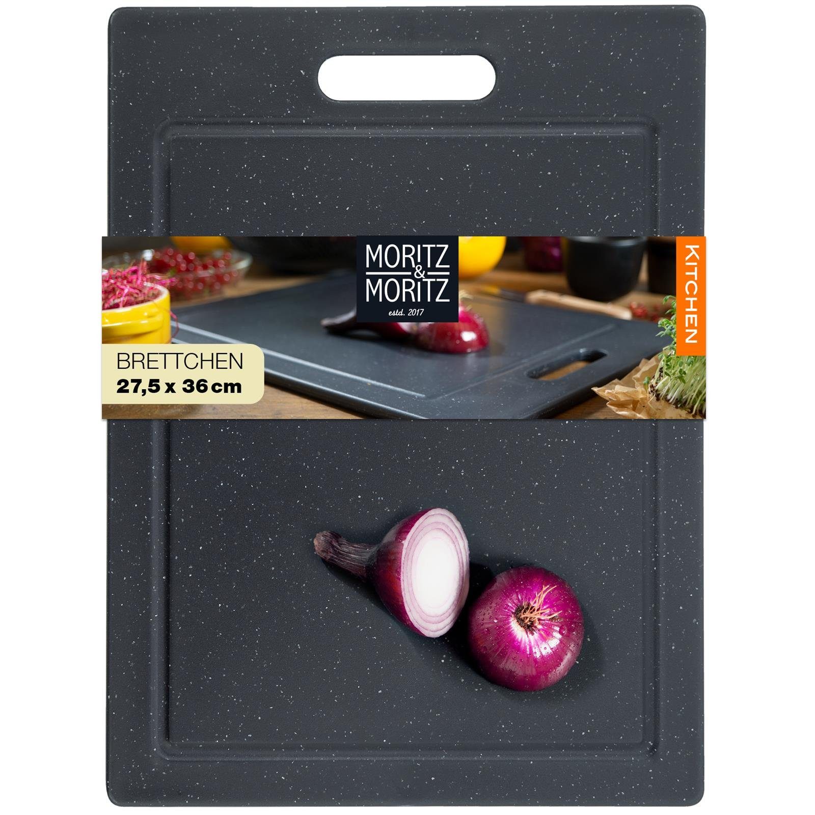 Moritz & Moritz Schneidebrett Moritz & Moritz Kunststoffbrett Granitoptik Schwarz groß, Kunsstoff, (Granitoptik, 1-St), Schneidebrett Granitoptik mit Eingriffsöffnung und Saftrille