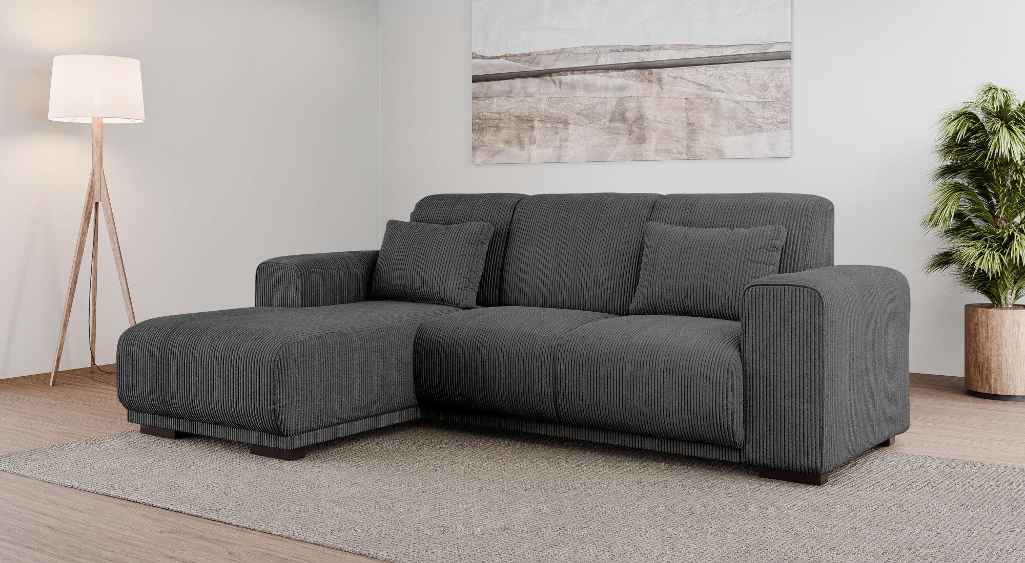 Home affaire Ecksofa BORNHOLM L-Form mit Recamiere, Maße B/T/H: 234/162/85 cm, Recamiere links oder rechts bestellbar, Wellenfederung, inkl. 2 Kissen