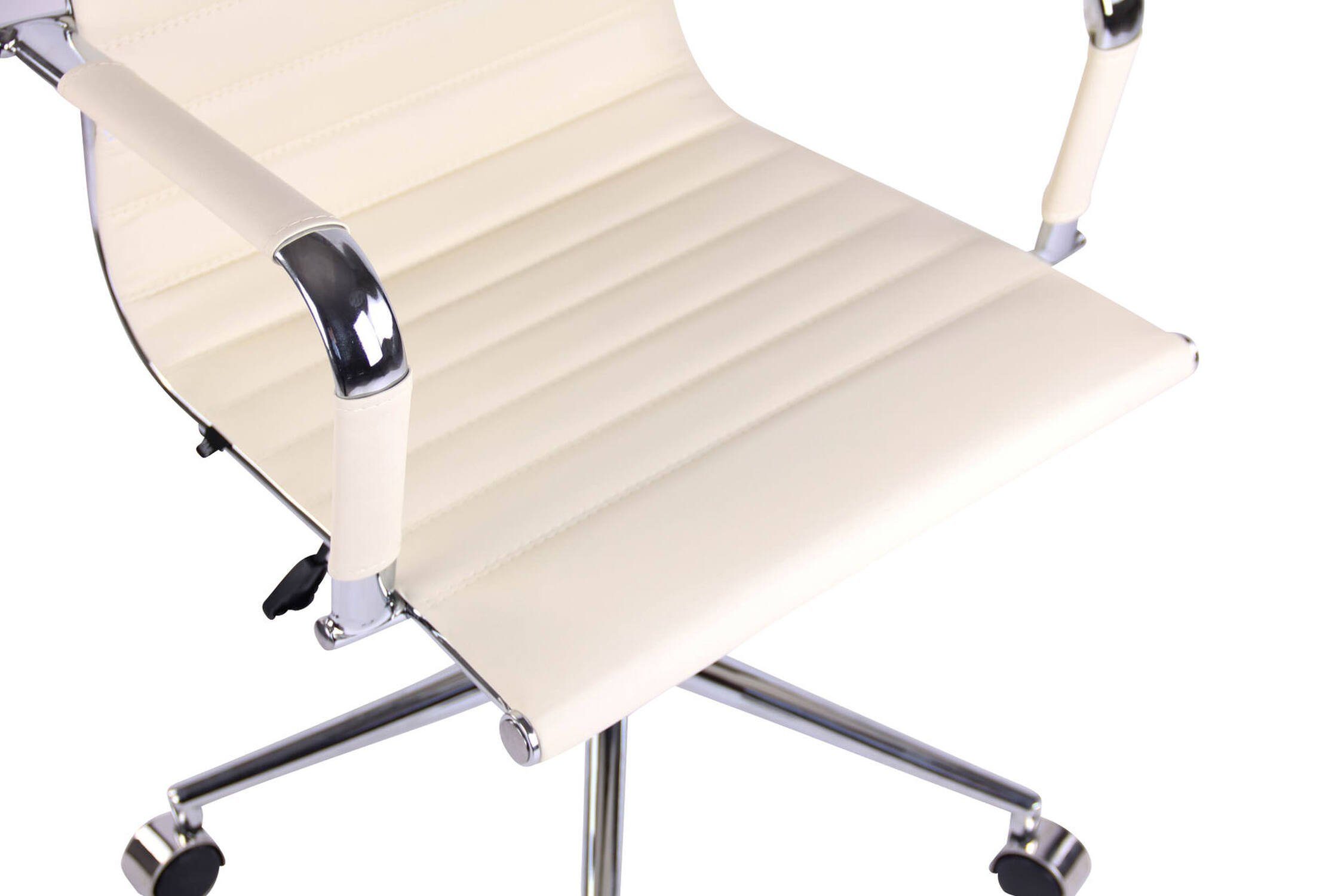 TPFLiving Sitzfläche: ergonomisch (Schreibtischstuhl, - Rückenlehne Chefsessel, Kunstleder Gestell: Bürostuhl geformter creme Metall Barry Drehstuhl, Bürostuhl bequemer chrom XXL), mit