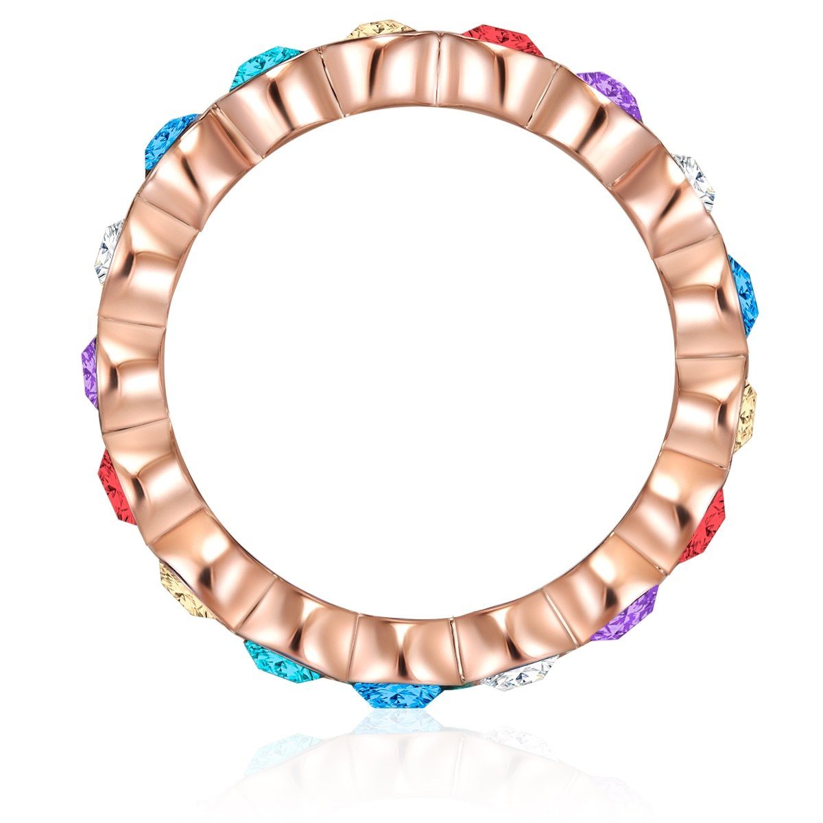 Lulu & Jane Fingerring Swarovski® Ring verziert mit Kristallen von roségold bunt