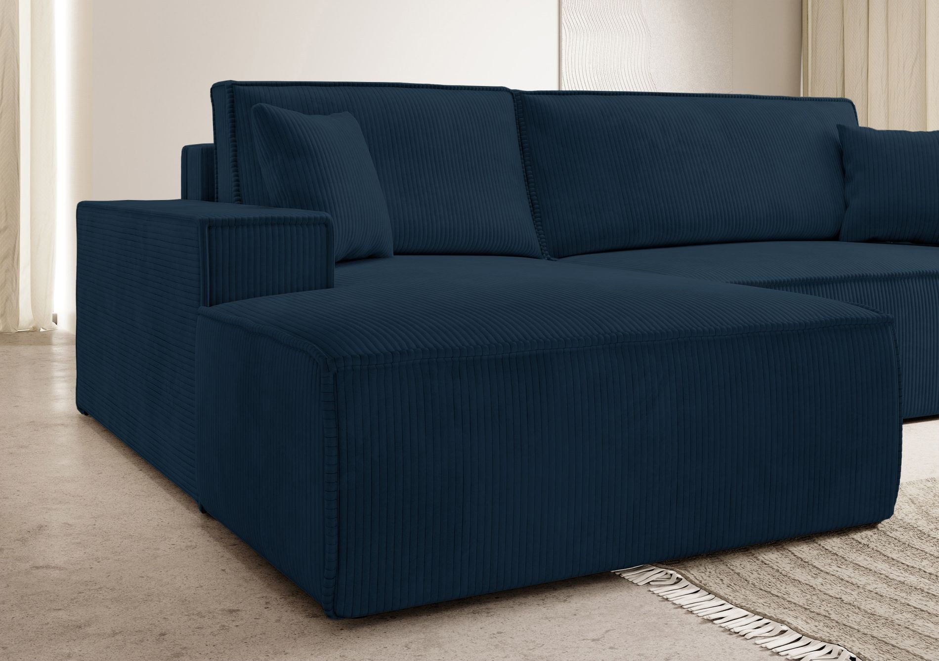 Selsey Ecksofa FARESE NEW, mit Schlaffunktion, Bettkasten und tierfreundlichem Cordbezug, 267 cm
