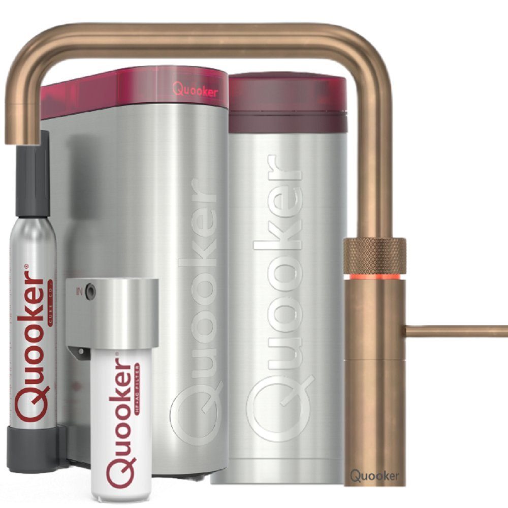 QUOOKER Küchenarmatur Fusion Square Set, PRO3, CUBE Messing Patina FNSPTB PRO3 CUBE2 *inkl. 7 JAHRE GARANTIE*