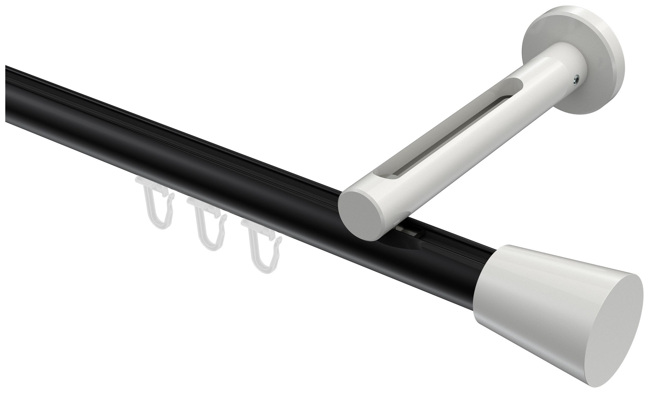 INTERDECO Innenlaufschiene Siteno Sitra, Ø 20 mm, 1-läufig, Fixmaß, kürzbar, Wandmontage, Aluminium, Schwarz / Weiß / Bicolor