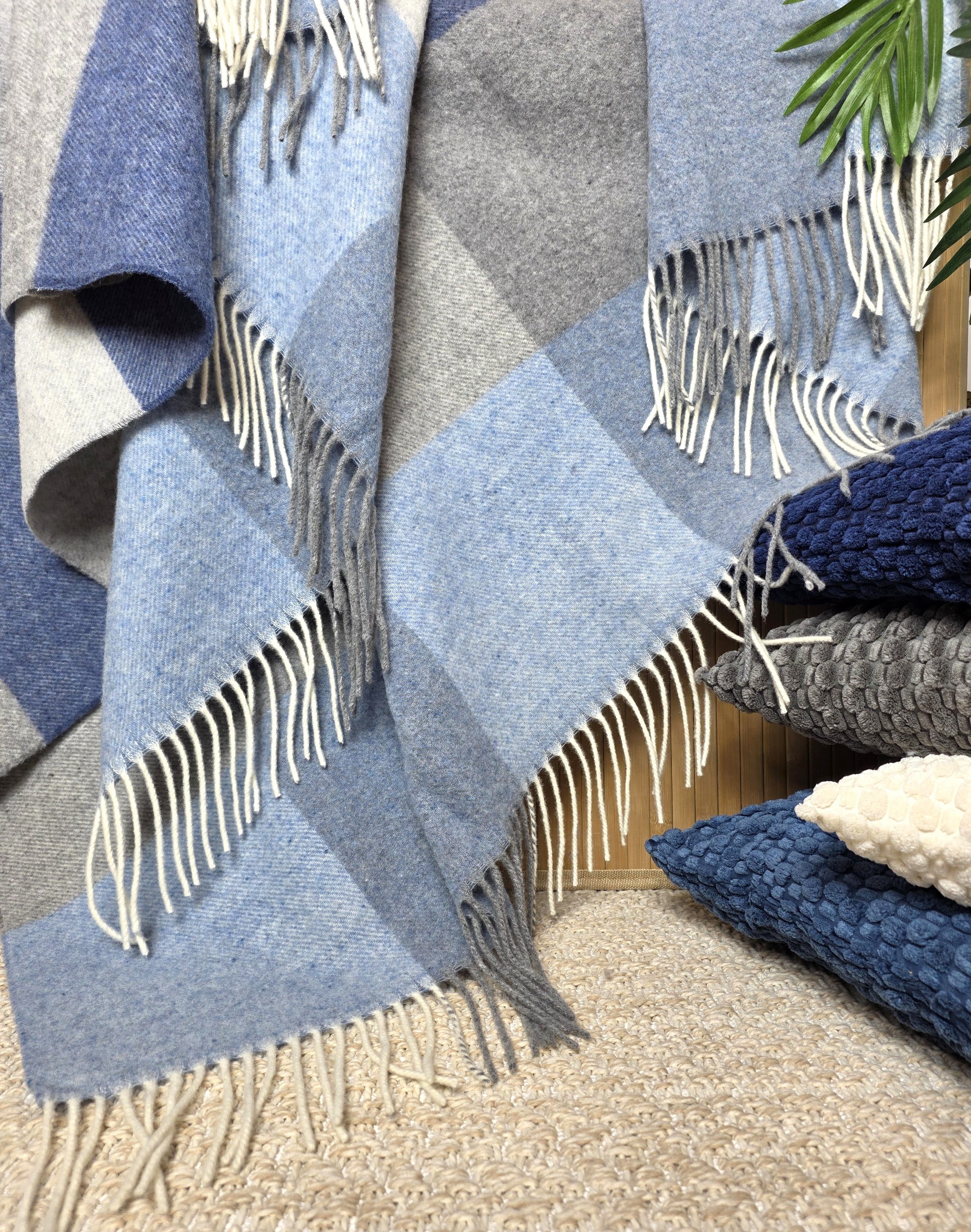 Wolldecke "FARO Karo" Merinowolle-Kaschmir-Mix, 140 x 200 cm