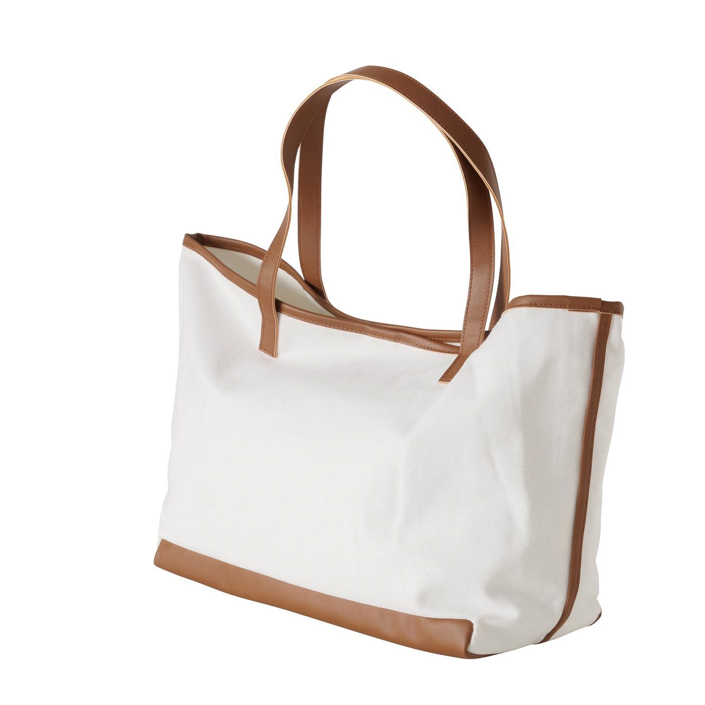 MF Strandtasche Strandtasche Maribel Reisetasche Creme Braun Baumwolle 50cm günstig online kaufen