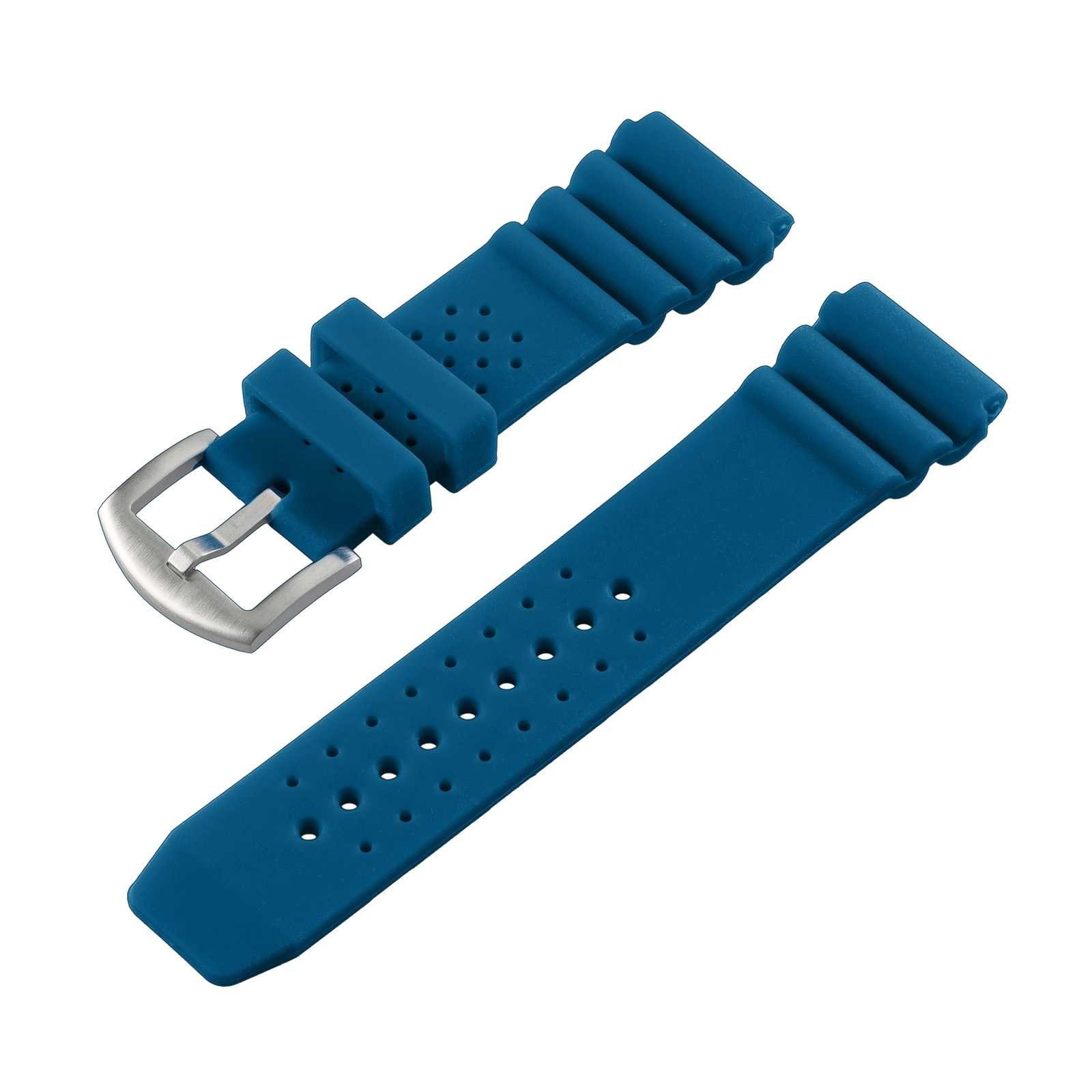 Tauchmeister Uhrenarmband PU-Armband Ersatzband blau mit Dornschließe 24 mm