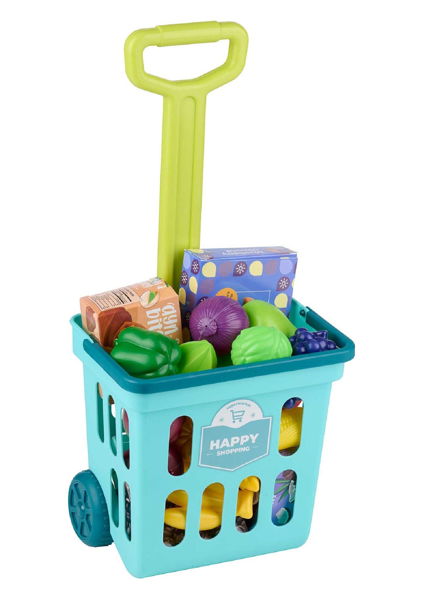 Eddy Toys Einkaufstrolley gefüllt mit Lebensmittel Spielzeug, Spielzeug Einkaufstrolley