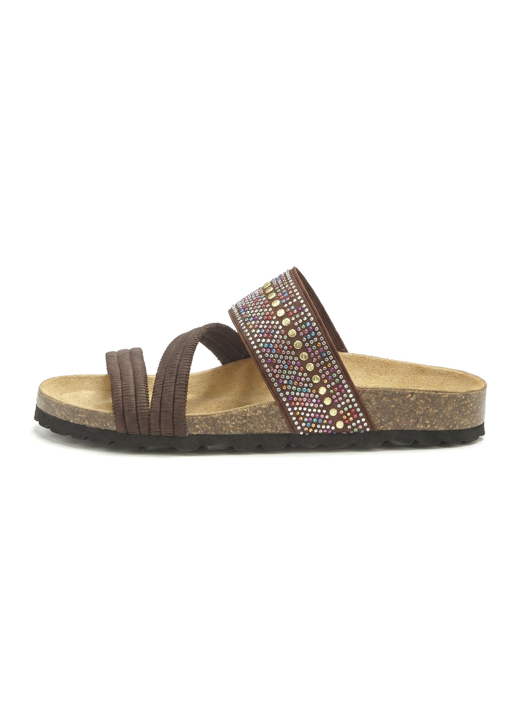 LASCANA Mule, Sandale, offener Schuh, Sommerschuh, Pantolette mit Komfortkorkfußbett aus Leder und elastischen Riemen