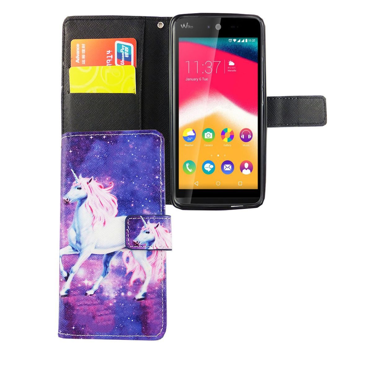 König Design Handyhülle Wiko Rainbow Jam, Wiko Rainbow Jam Handyhülle Bookcover Rosa